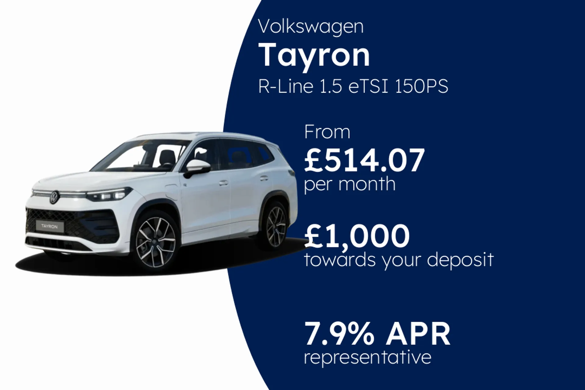 Volkswagen R-Line 1.5 eTSI 150PS 7-Speed DSG 5 Door PCP Finance Offer From £514.07 Per Month  
