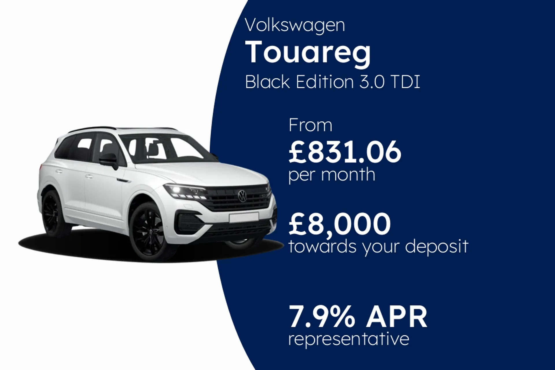 Volkswagen Black Edition 3.0 TDI 286PS 8-Speed Tiptronic 4Motion 5 Door PCP Finance Offer From £831.06 Per Month  