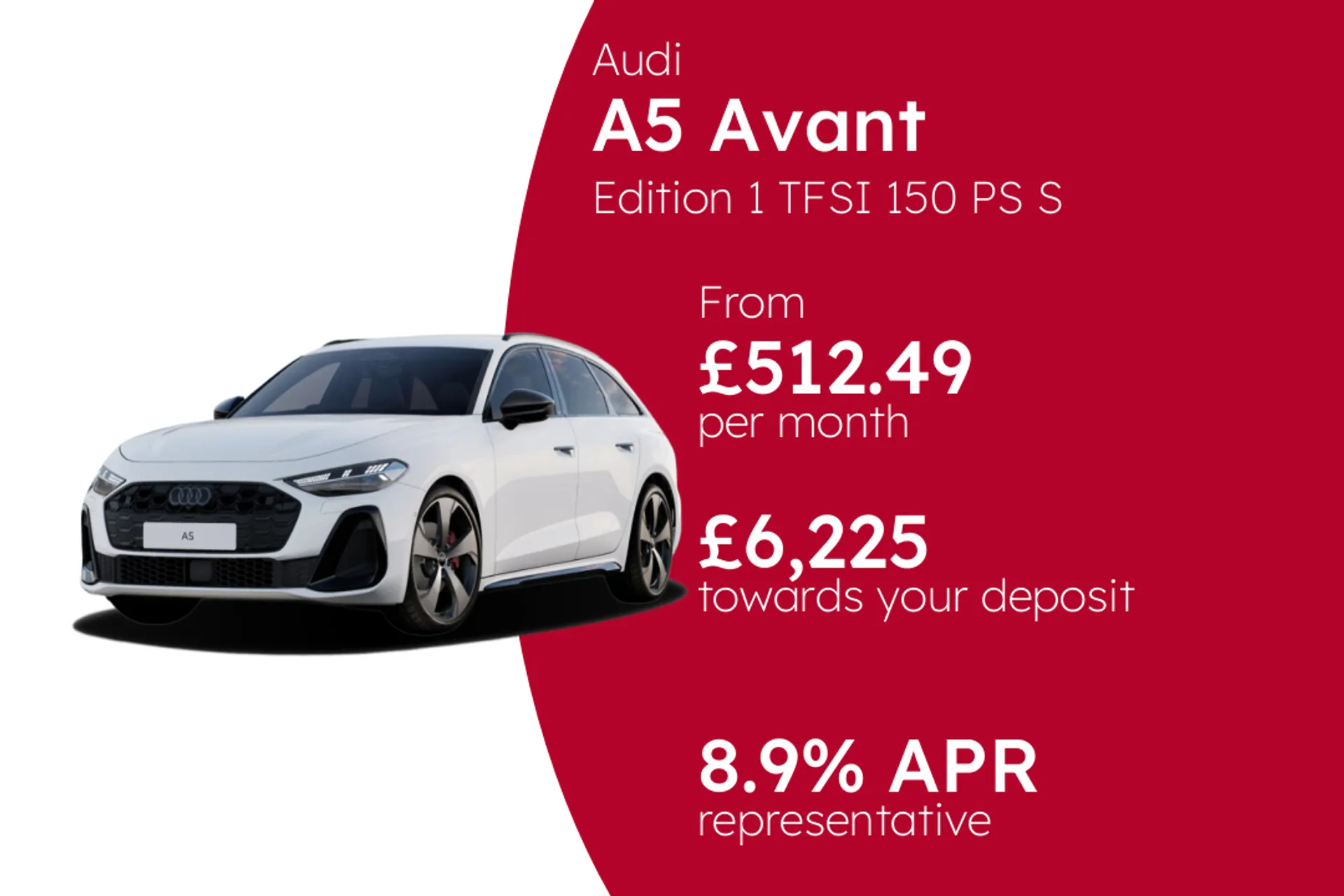 Audi Edition 1 TFSI 150 PS S tronic (Metallic Paint)  PCP Finance Offer From £512.49 Per Month  