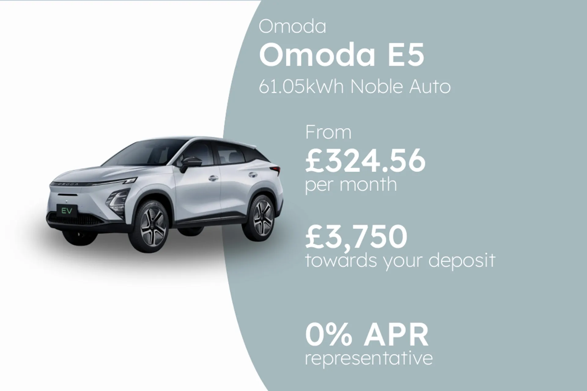 Omoda 61.05kWh Noble Auto PCP Finance Offer From £324.56 Per Month  