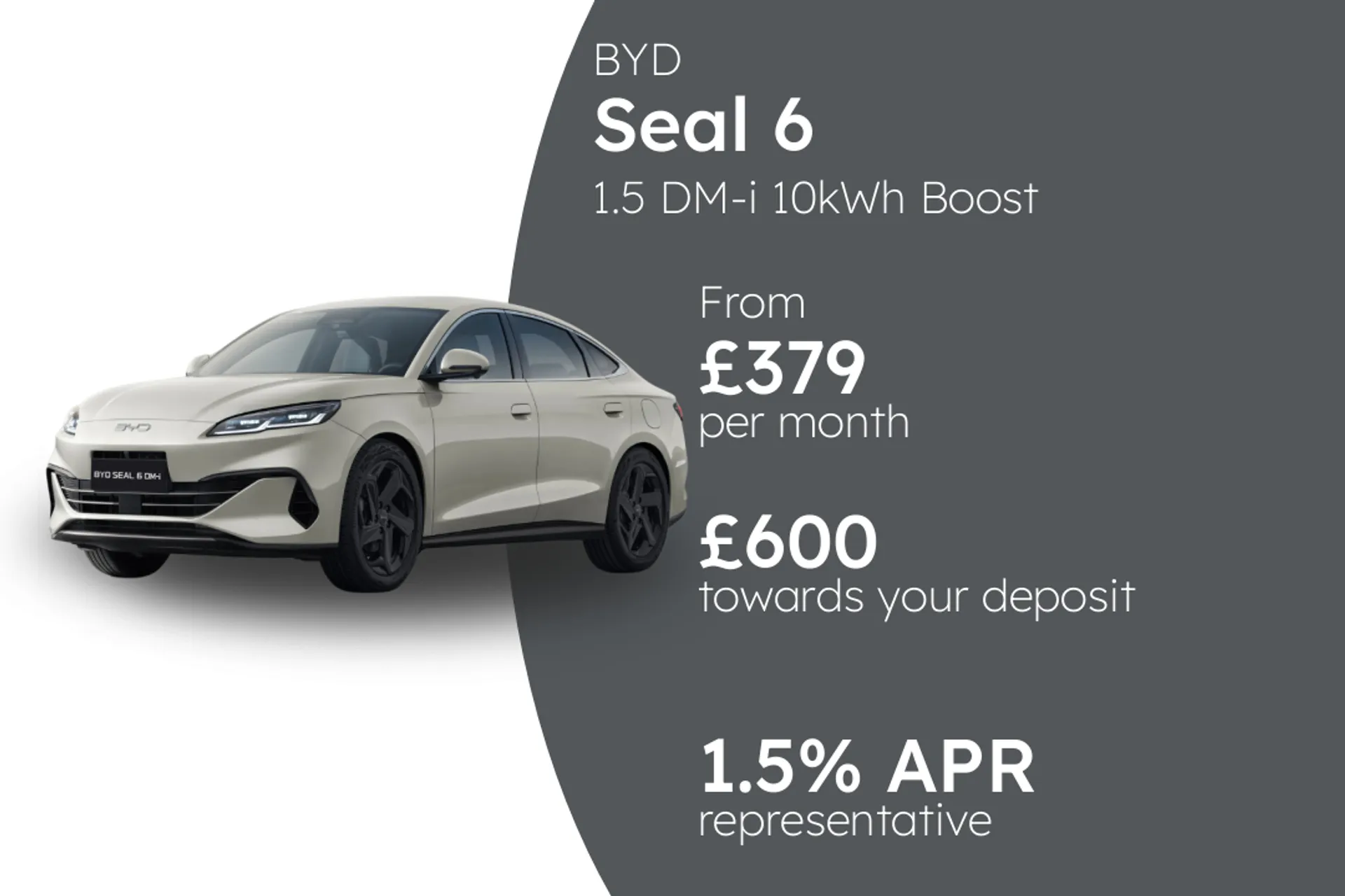 BYD 1.5 DM-i 10kWh Boost Saloon PCP Finance Offer From £379.00 Per Month  