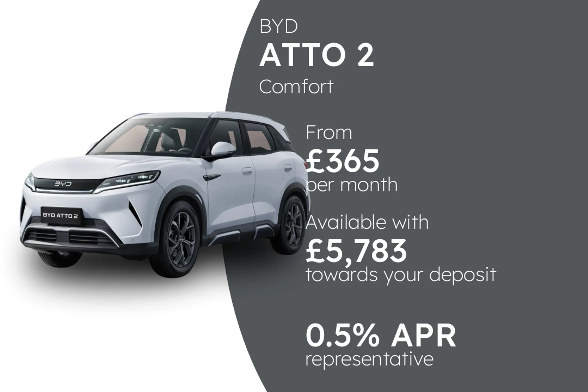 BYD Comfort PCP Finance Offer From £365.00 Per Month  