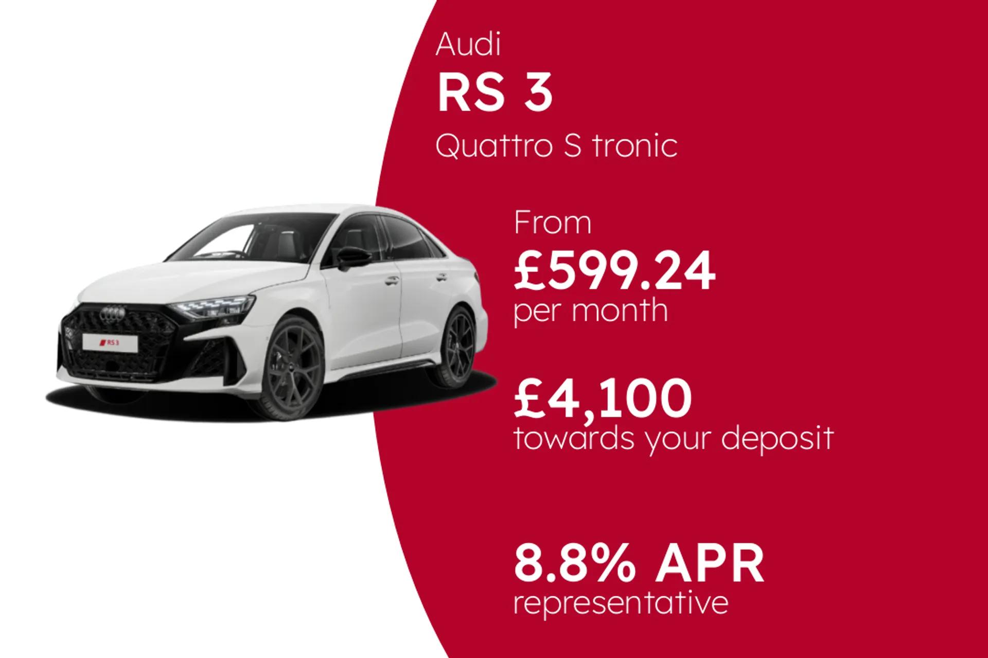 Audi RS 3 TFSI Quattro 4dr S Tronic PCP Finance Offer From £599.24 Per Month  