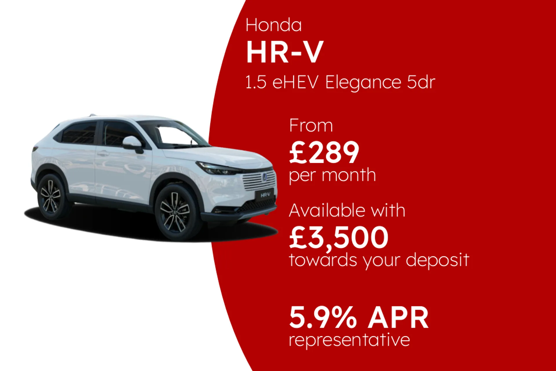 Honda 1.5 eHEV Elegance 5dr CVT MY25 PCP Finance Offer From £289.00 Per Month  