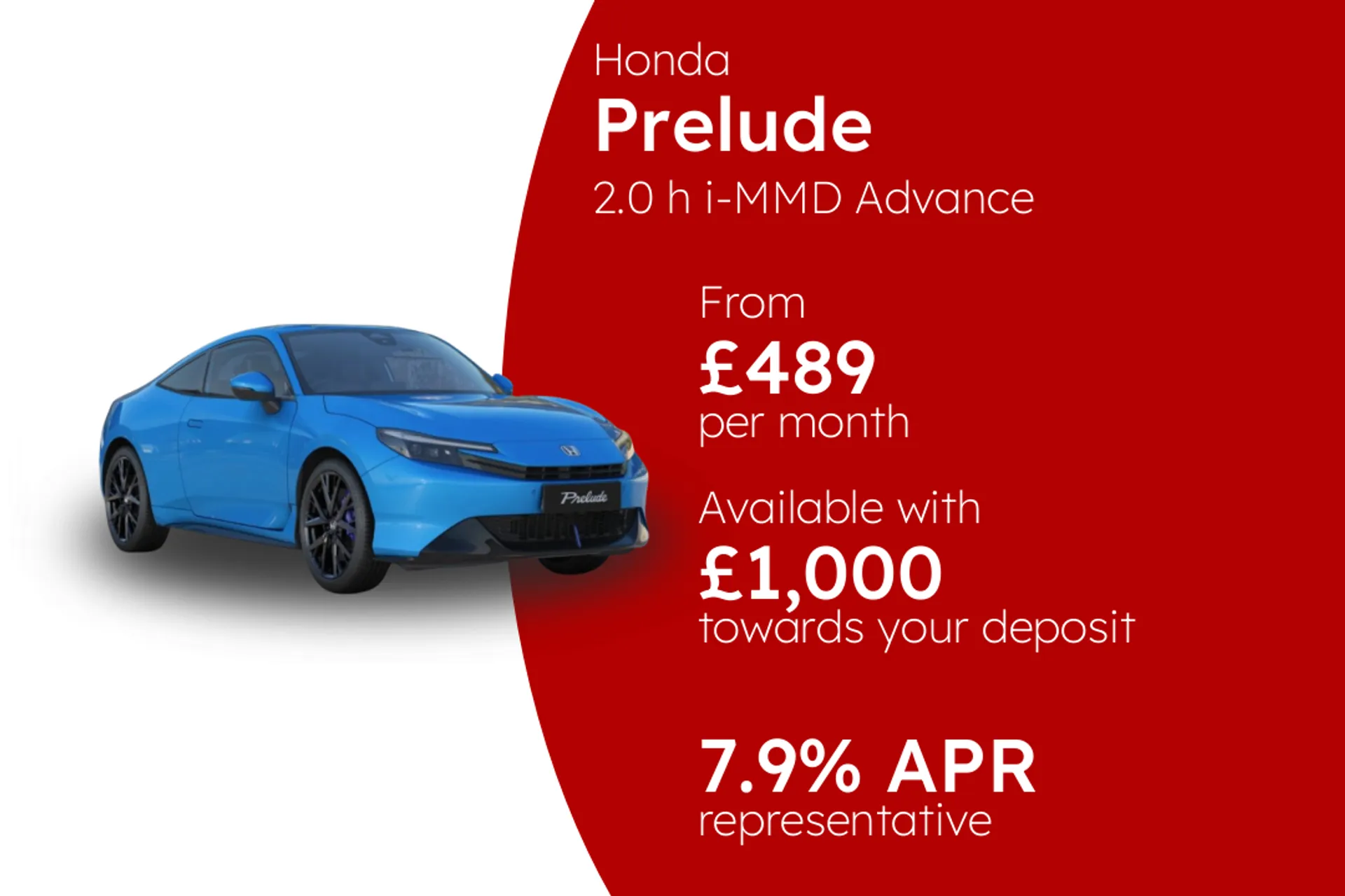 Honda 2.0 h i-MMD Advance  PCP Finance Offer From £489.00 Per Month  