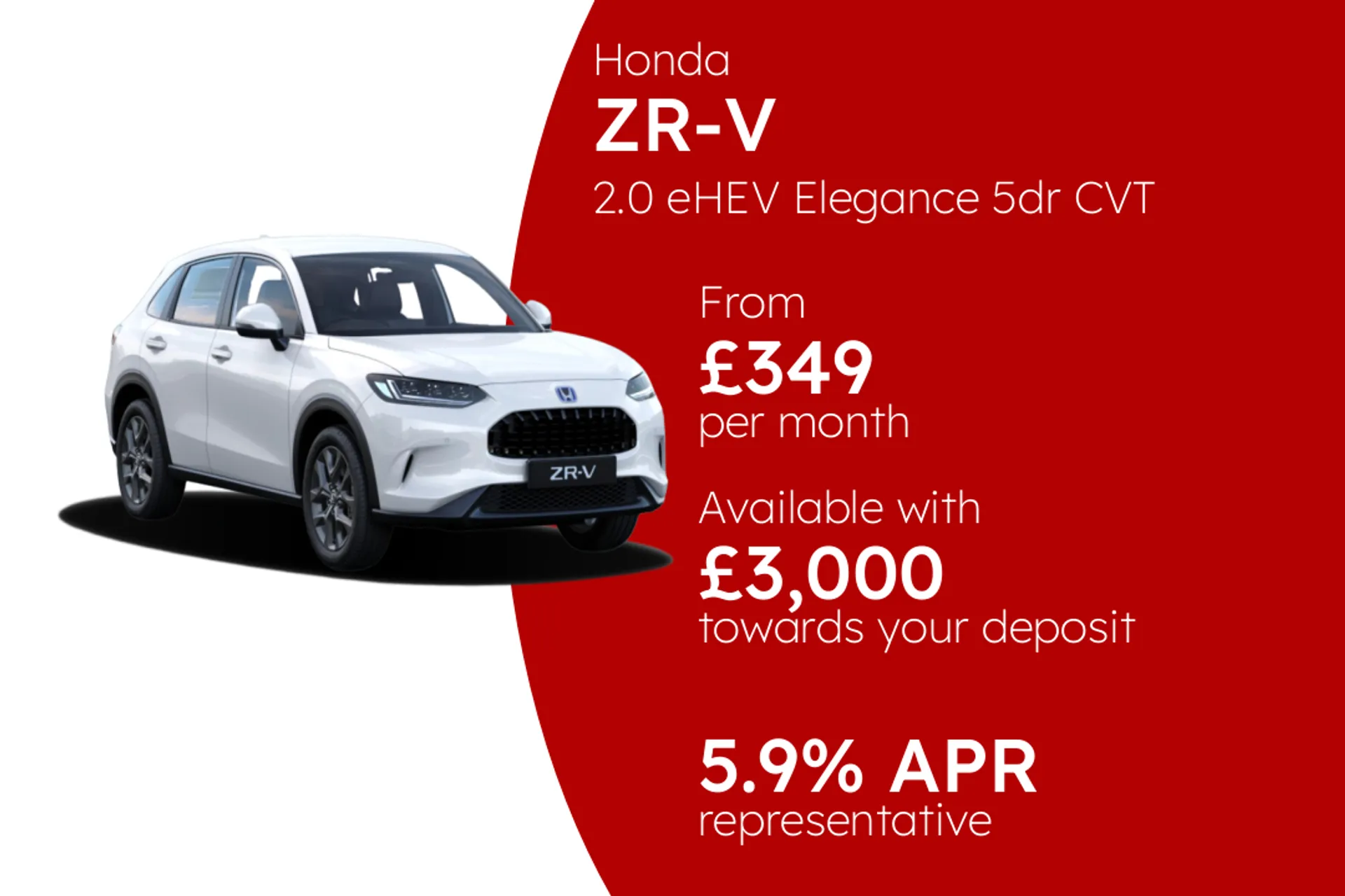 Honda 2.0 eHEV Elegance 5dr CVT PCP Finance Offer From £349.00 Per Month