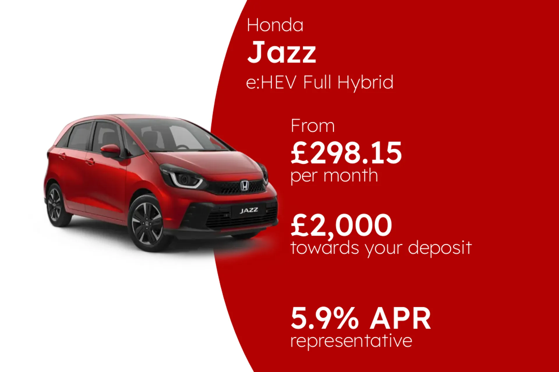 Honda e:HEV Full Hybrid Advance Sport Red PCP Finance Offer From £298.15 Per Month