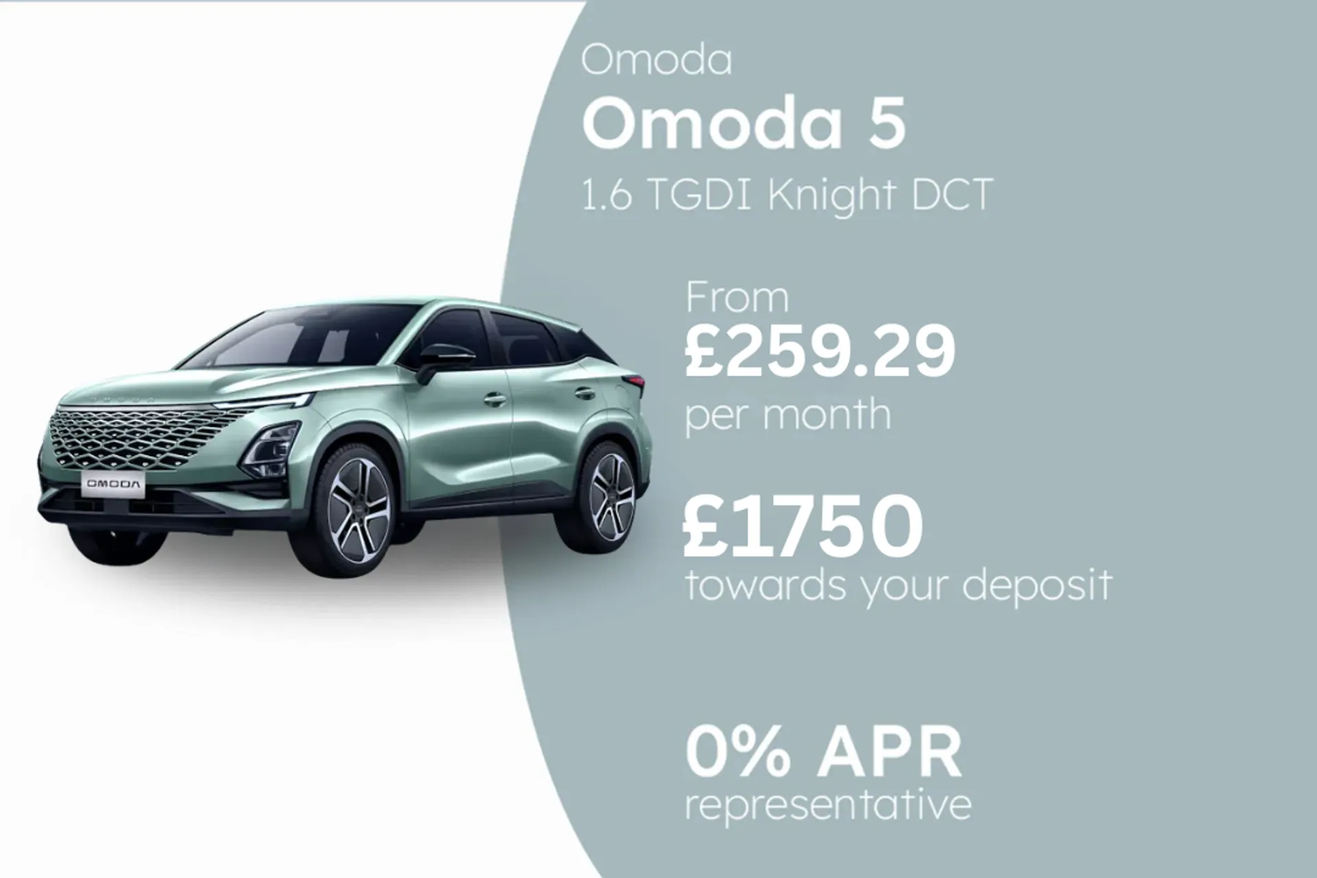 Omoda 1.6 TGDI Knight DCT Green PCP Finance Offer From £259.29 Per Month