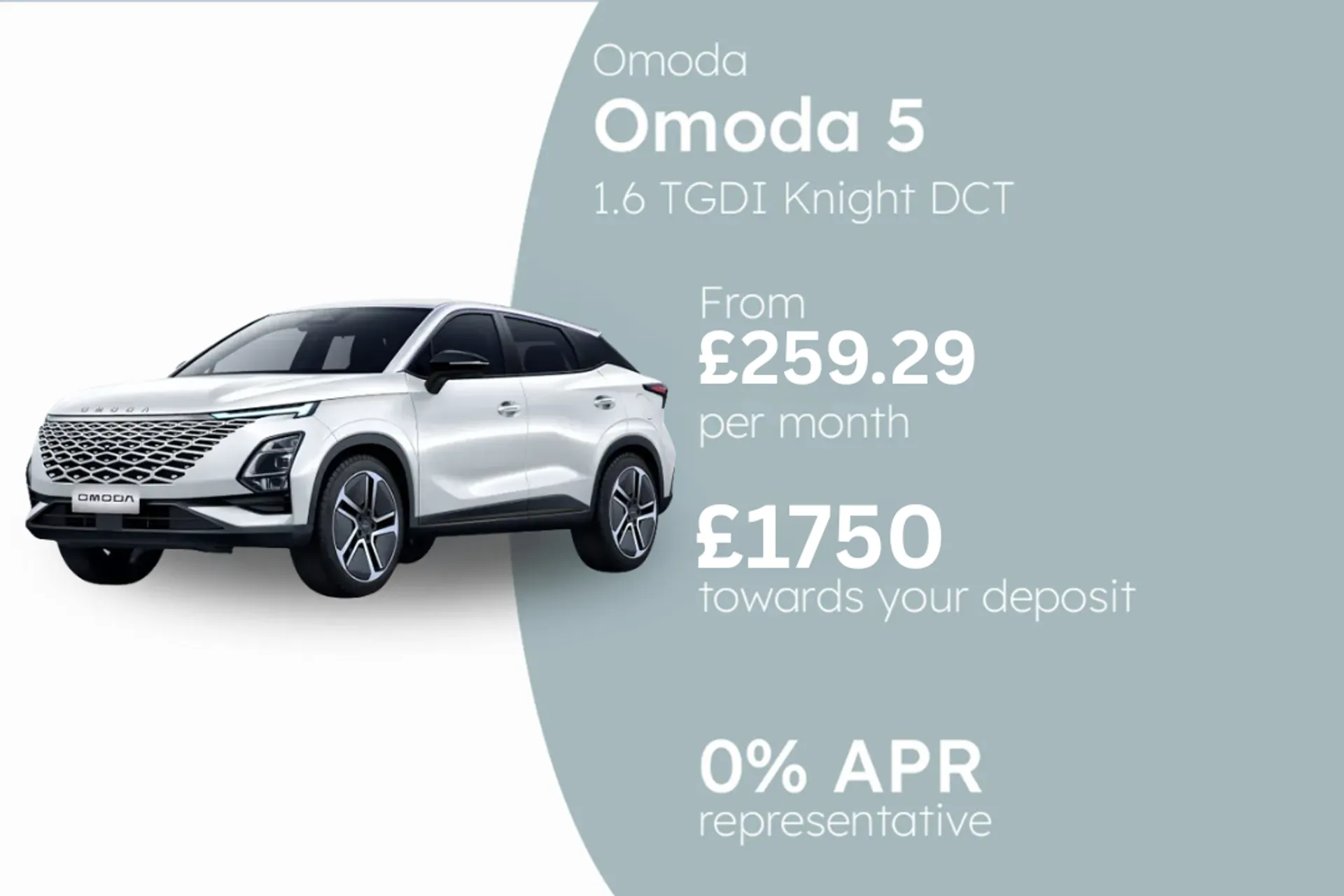 Omoda 1.6 TGDI Knight DCT White PCP Finance Offer From £259.29 Per Month  