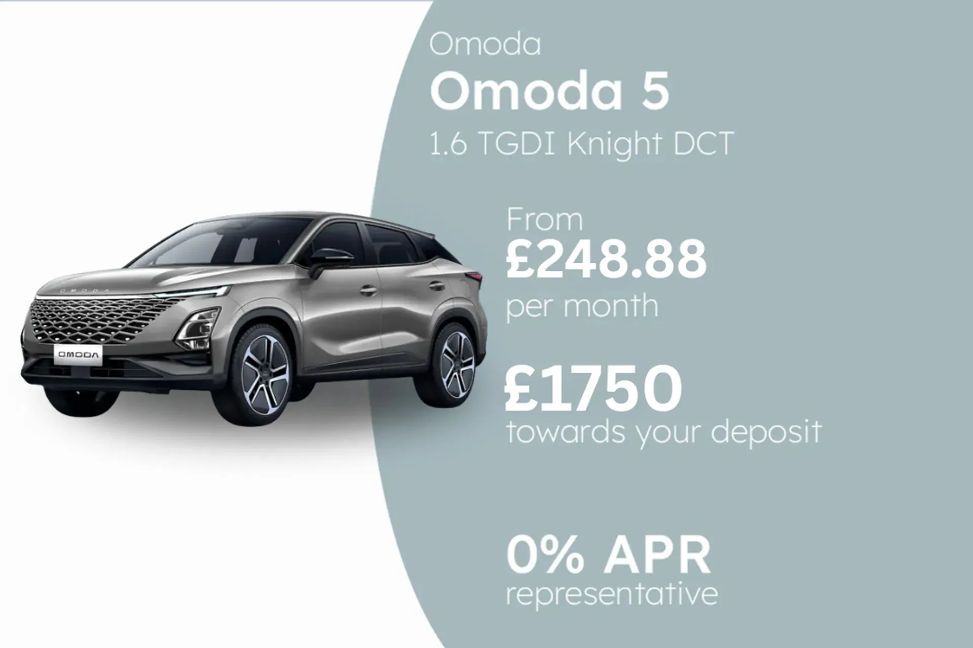 Omoda 1.6 TGDI Knight DCT Silver PCP Finance Offer From £248.88 Per Month  