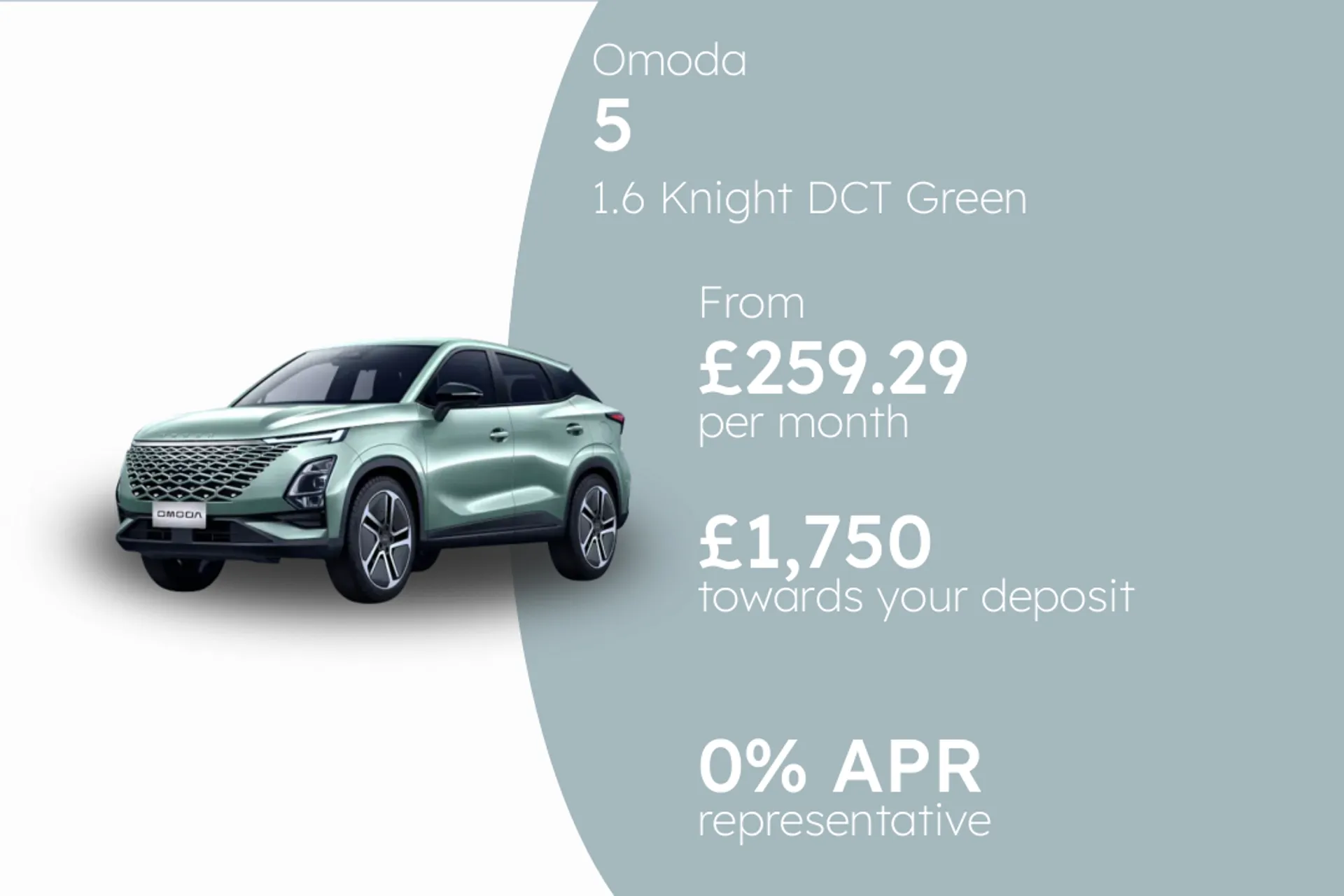 Omoda 1.6 Knight DCT Green PCP Finance Offer From £259.29 Per Month  