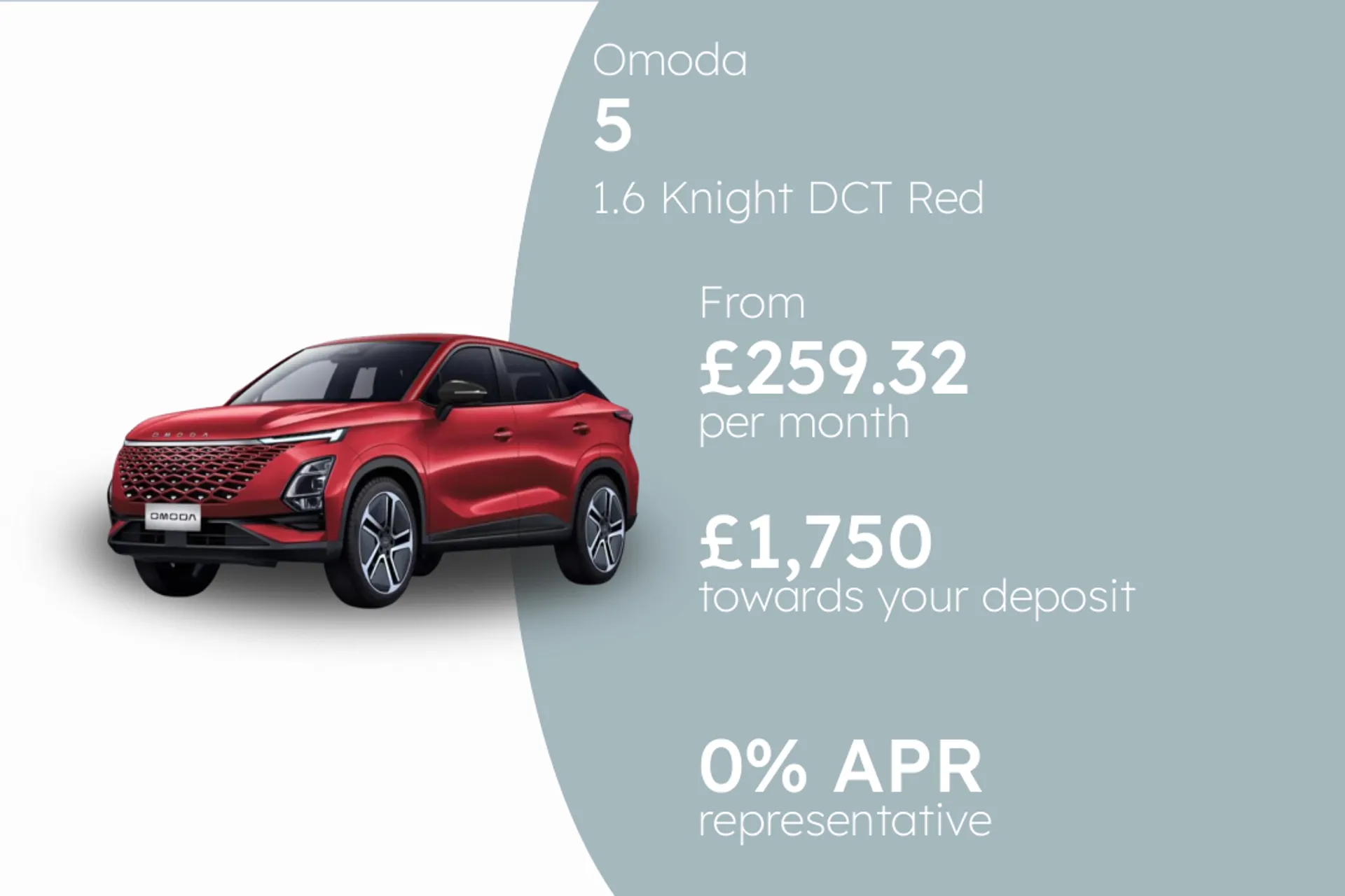 Omoda 1.6 Knight DCT Red PCP Finance Offer From £259.32 Per Month  