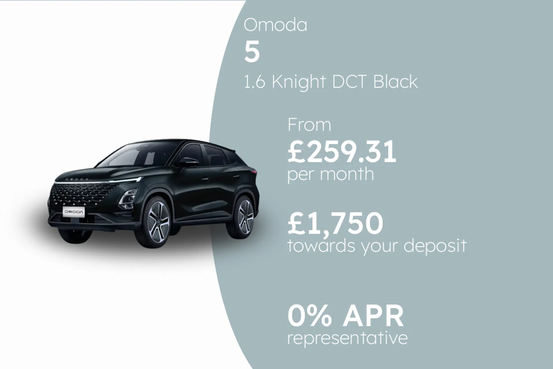 Omoda 1.6 Knight DCT Black  PCP Finance Offer From £259.31 Per Month  