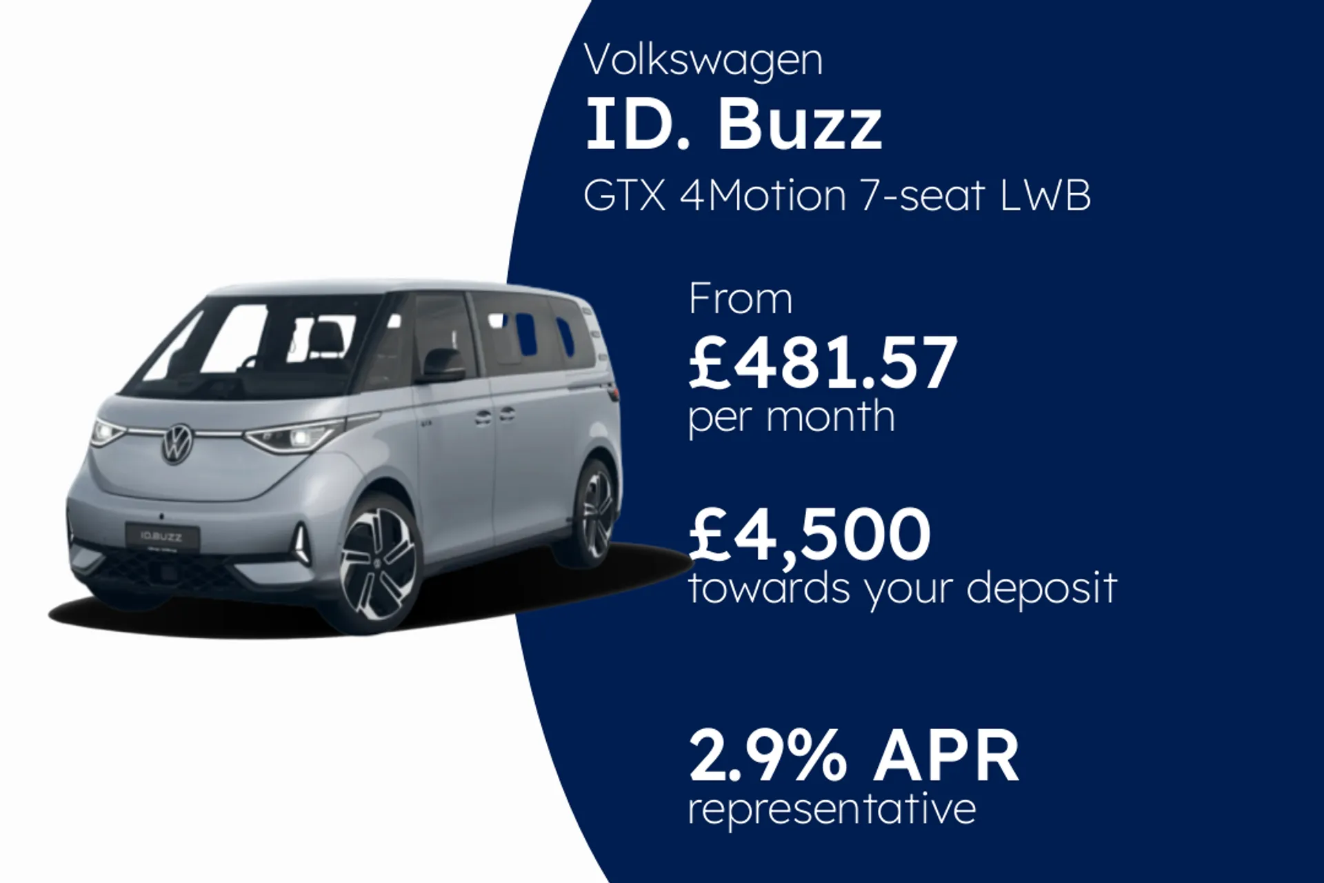 Volkswagen GTX 4Motion 7-seat LWB 86 kWh Pro 340 PS Electric 1 Speed Automatic PCP Finance Offer From £481.57 Per Month