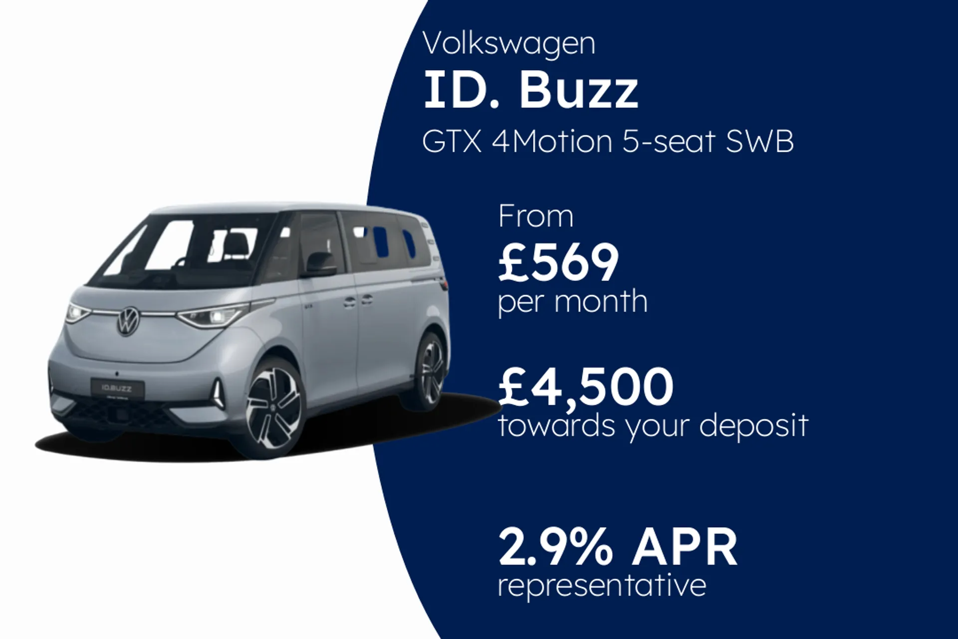 Volkswagen GTX 4Motion 5-seat SWB 79 kWh Pro 340 PS Electric 1 Speed Automatic PCP Finance Offer From £569.00 Per Month  