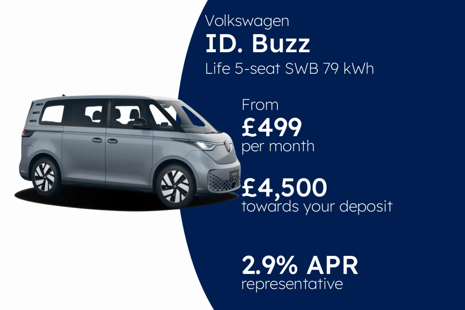 Volkswagen Life 5-seat SWB 79 kWh Pro 286 PS Electric 1 Speed Automatic PCP Finance Offer From £499.00 Per Month  