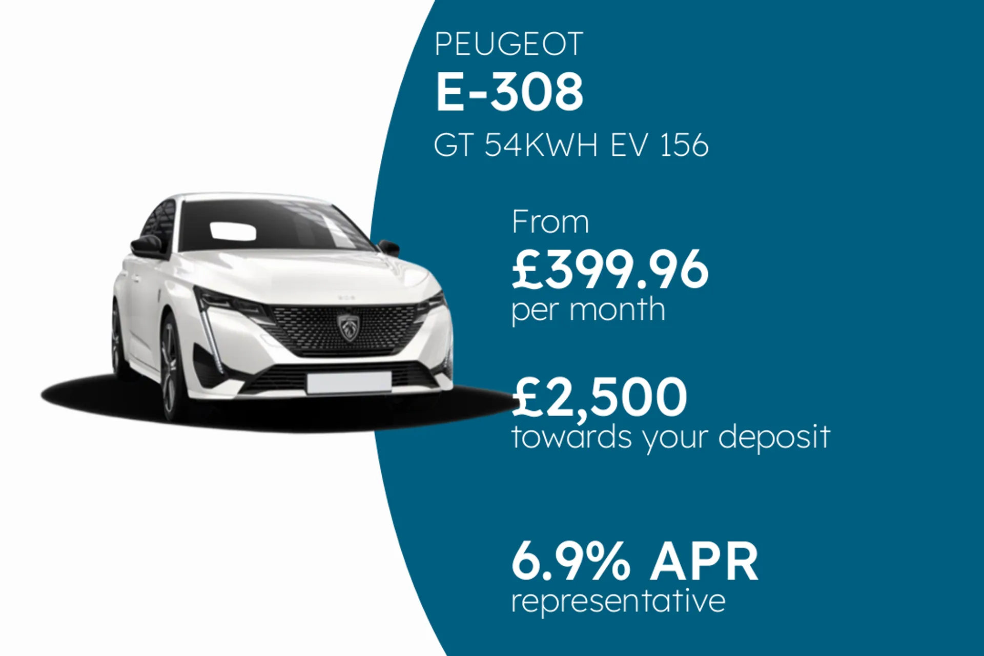 PEUGEOT GT 54KWH EV 156 PCP Finance Offer From £399.96 Per Month 6.90%