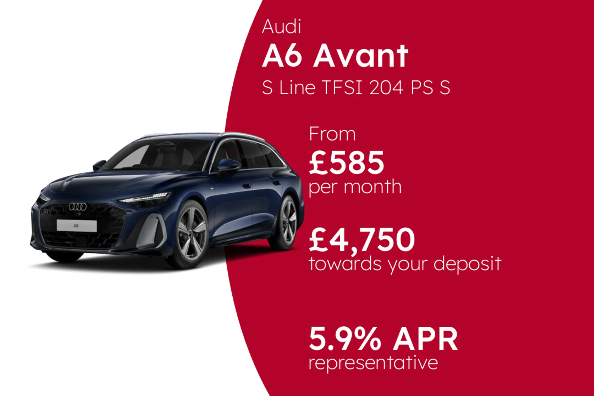 Audi S Line TFSI 204 PS S Tronic PCP Finance Offer From £585.00 Per Month  
