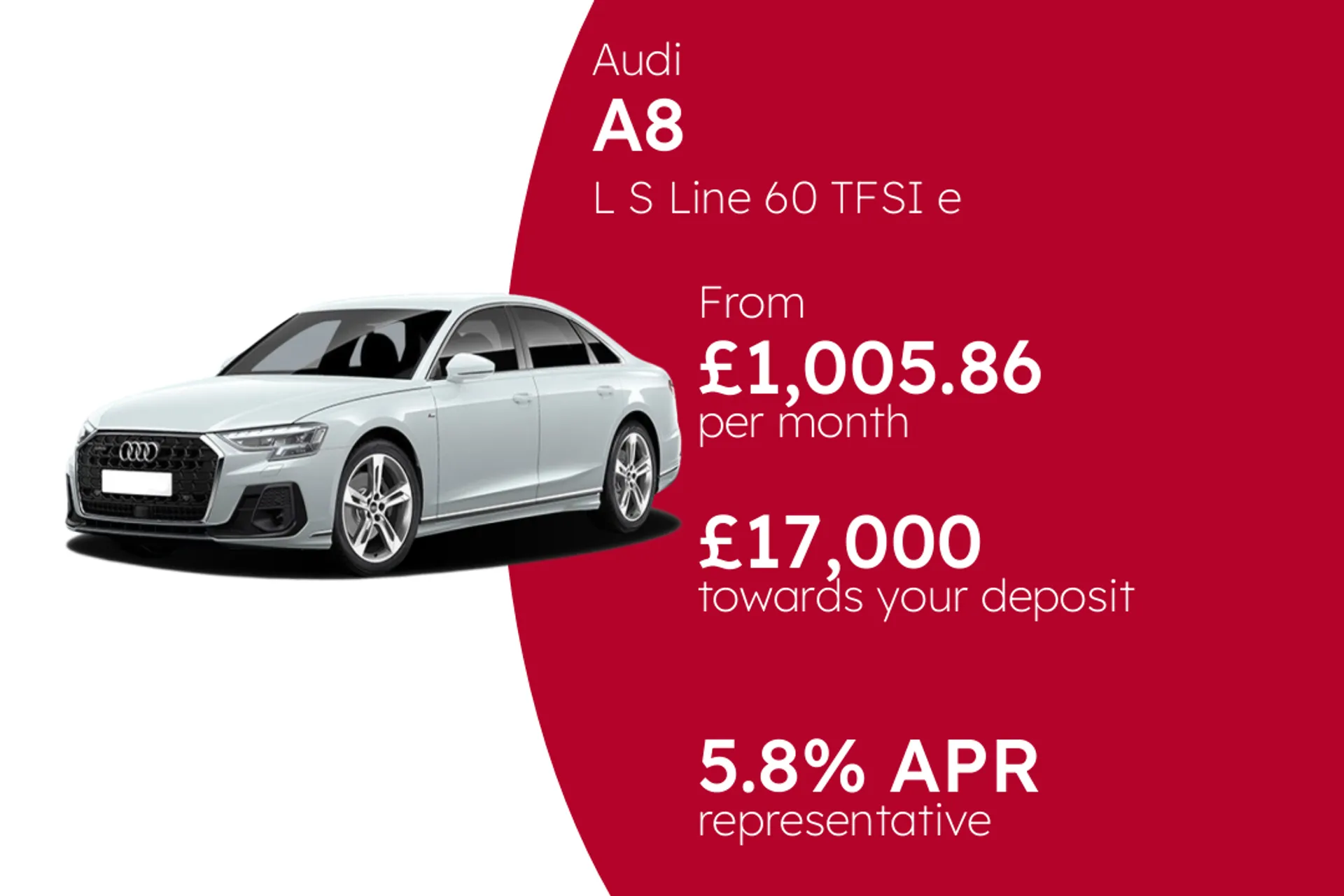 Audi L S Line 60 TFSI e quattro tiptronic PCP Finance Offer From £1005.86 Per Month