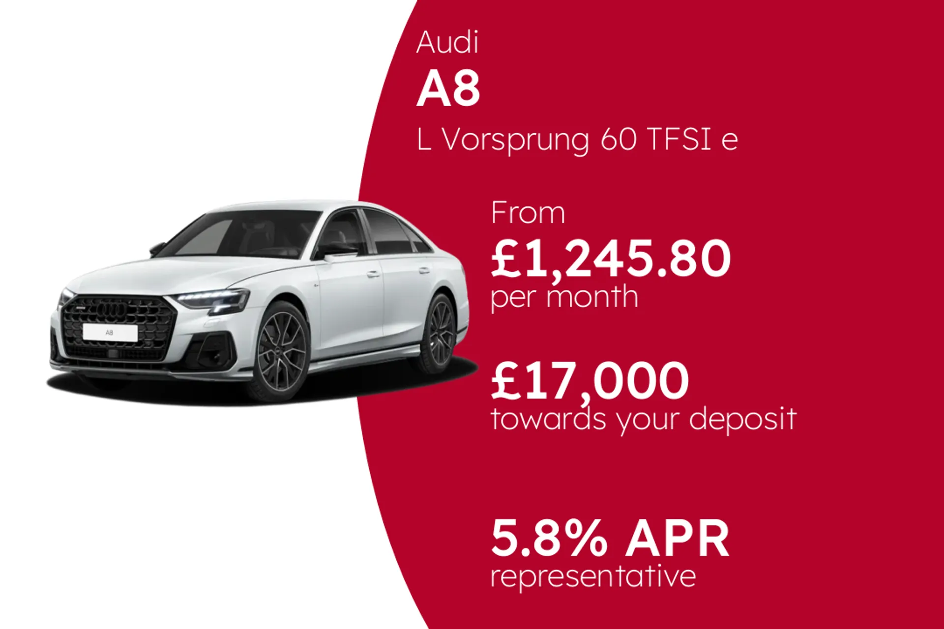 Audi L Vorsprung 60 TFSI e quattro tiptronic PCP Finance Offer From £1245.80 Per Month