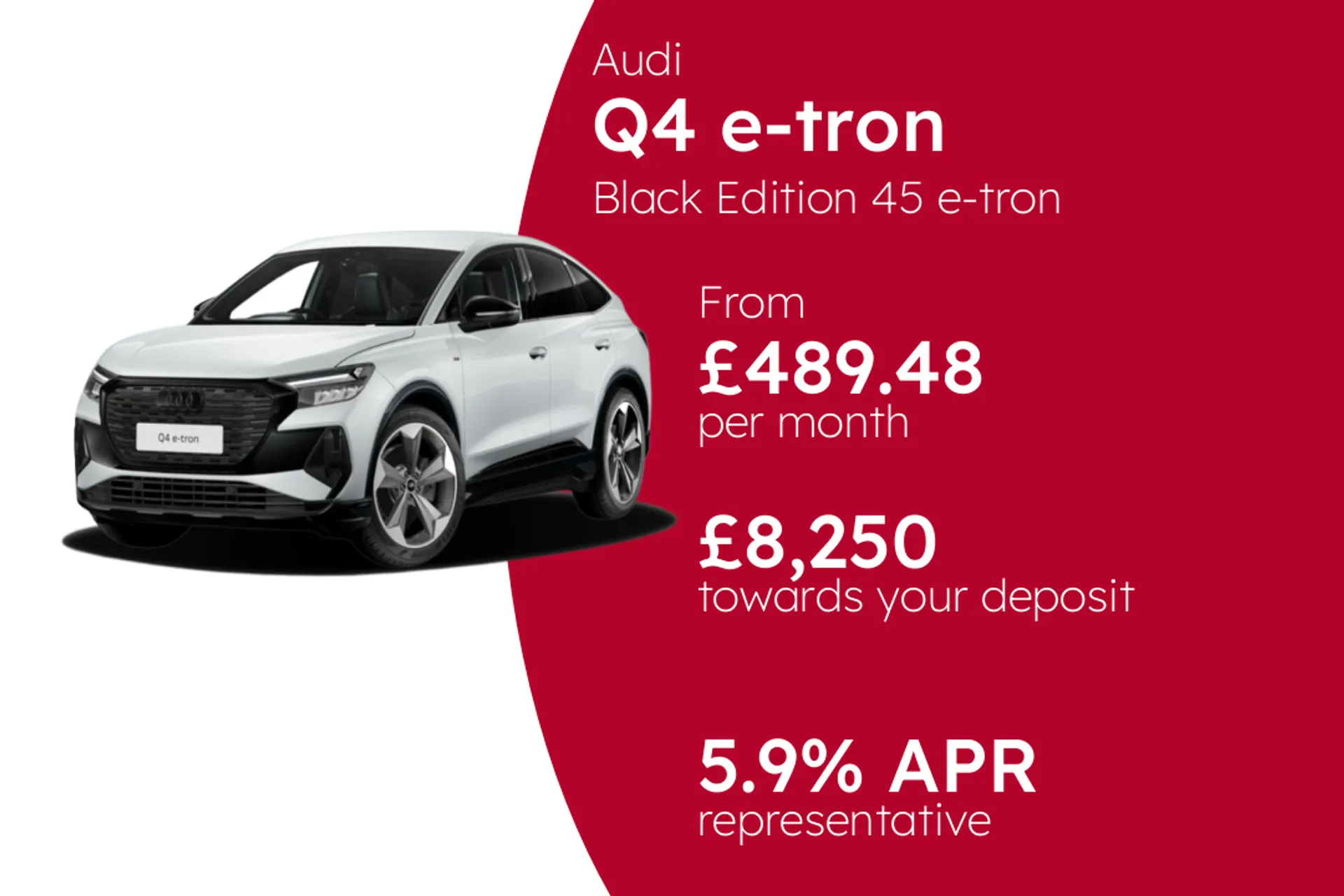 Audi Black Edition 45 e-tron Sportback PCP Finance Offer From £489.48 Per Month  