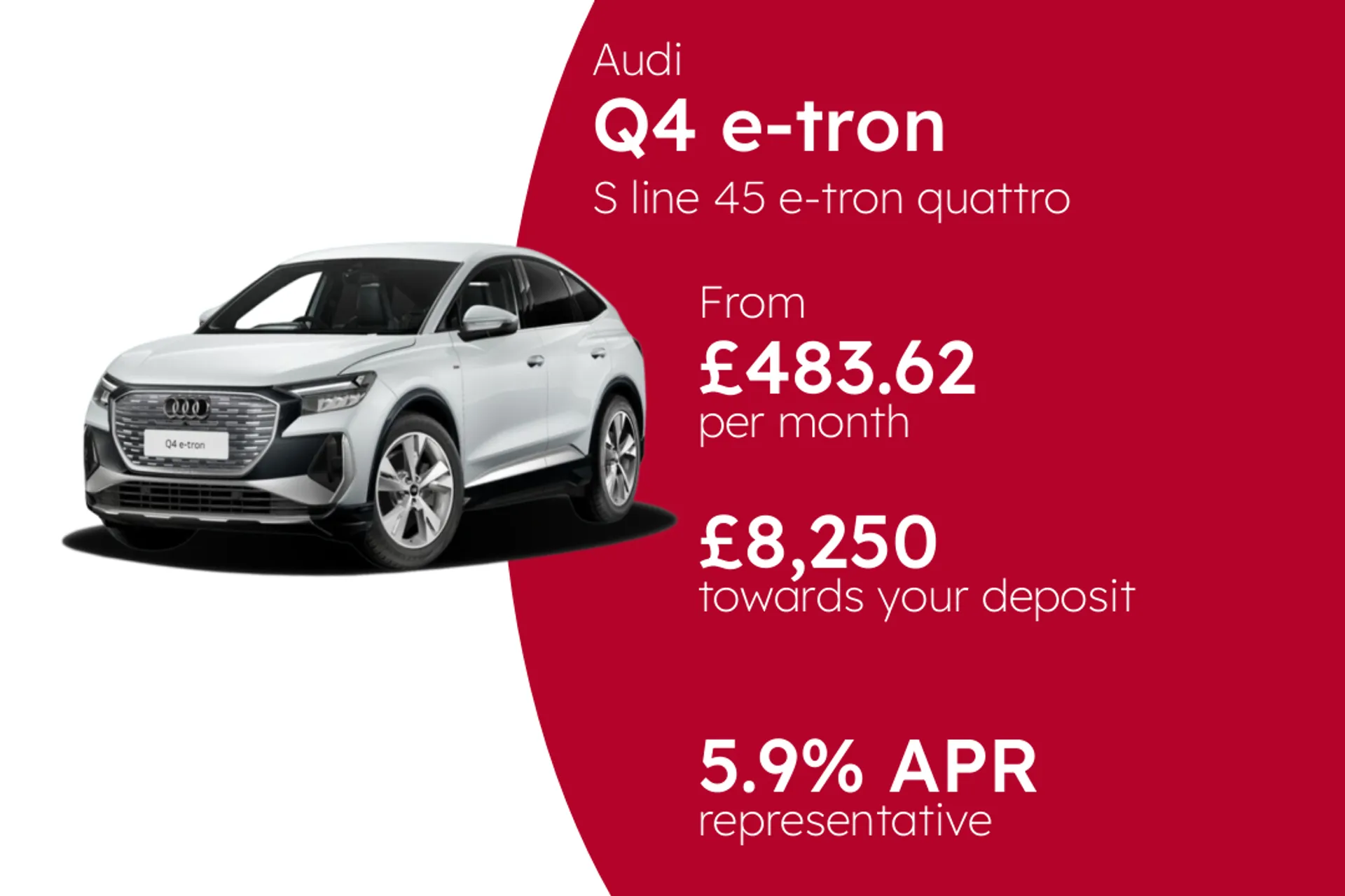 Audi S line 45 e-tron quattro Sportback PCP Finance Offer From £483.62 Per Month