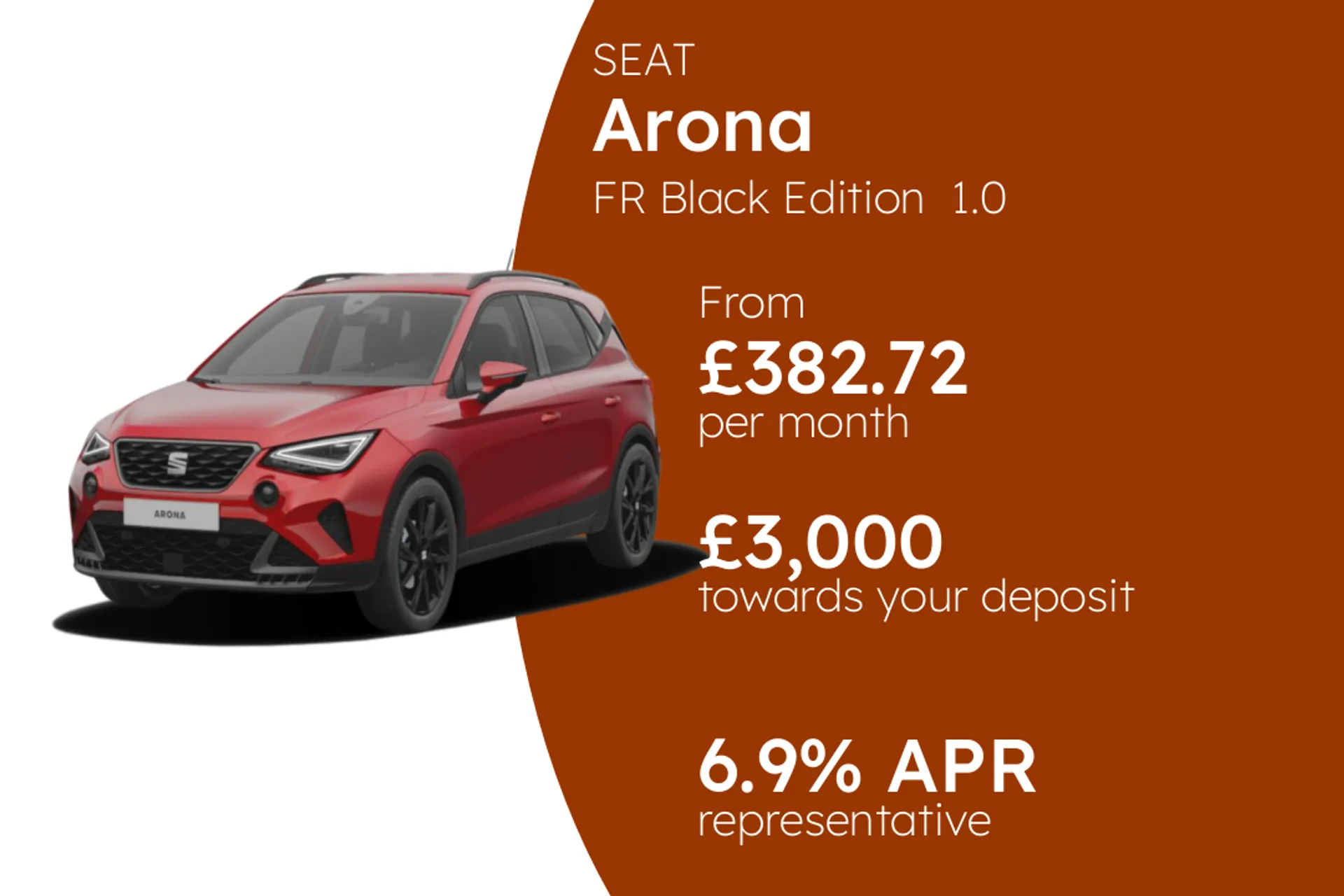 SEAT FR Black Edition  1.0 TSI 115PS PCP Finance Offer From £382.72 Per Month  