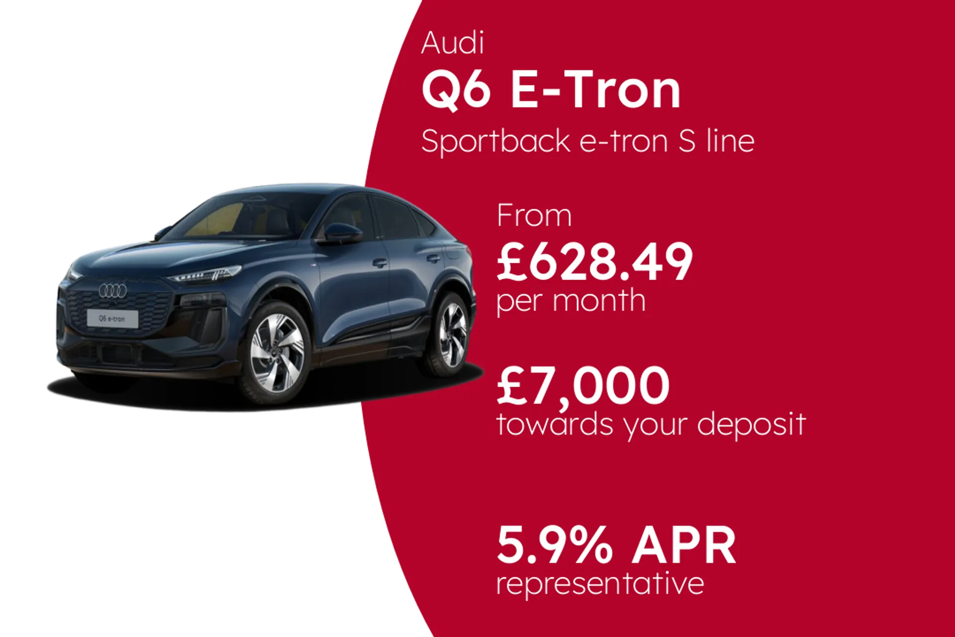 Audi Sportback e-tron S line Performance PCP Finance Offer From £628.49 Per Month  