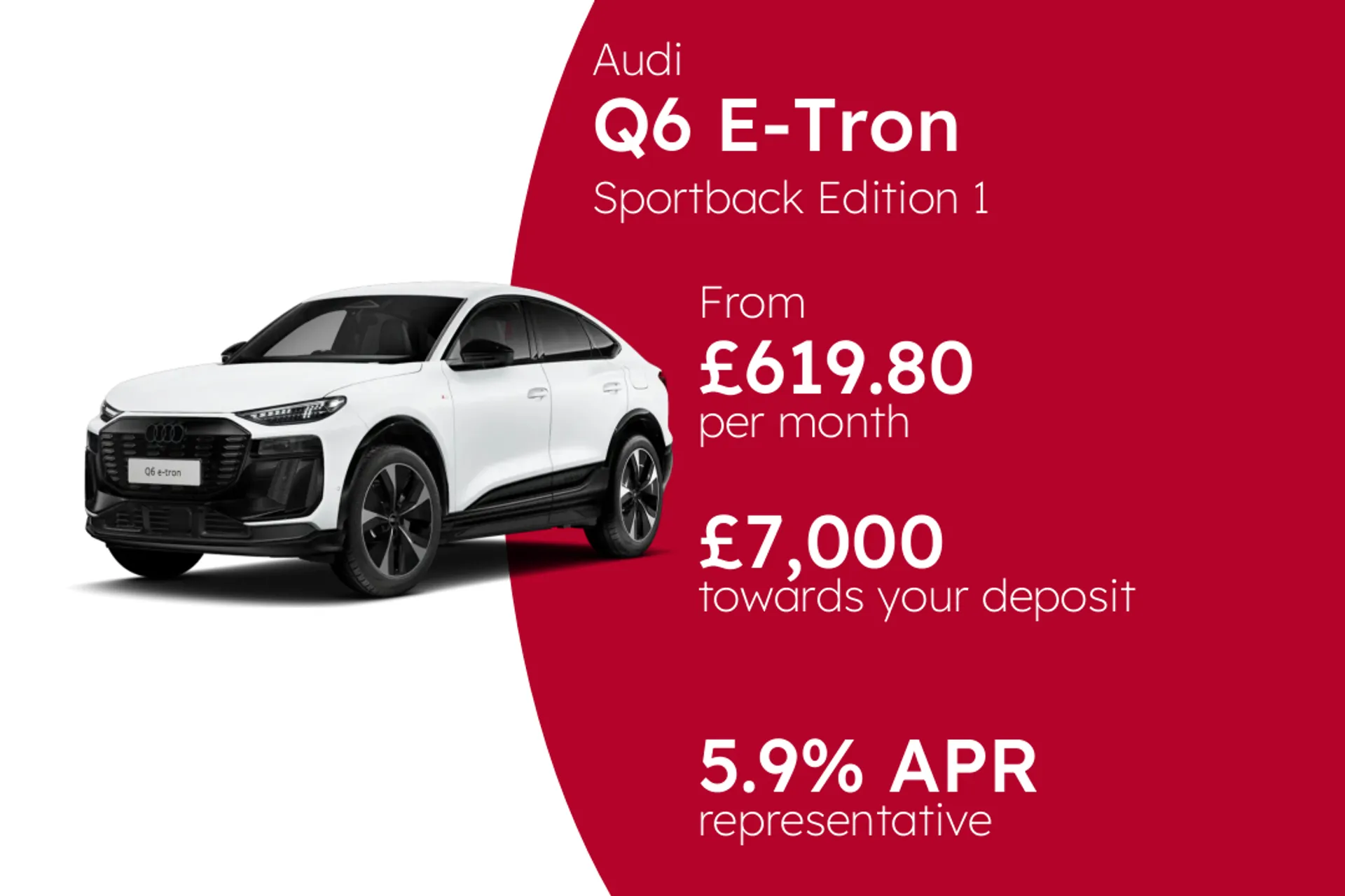 Audi Sportback Edition 1 e-tron PCP Finance Offer From £619.80 Per Month  
