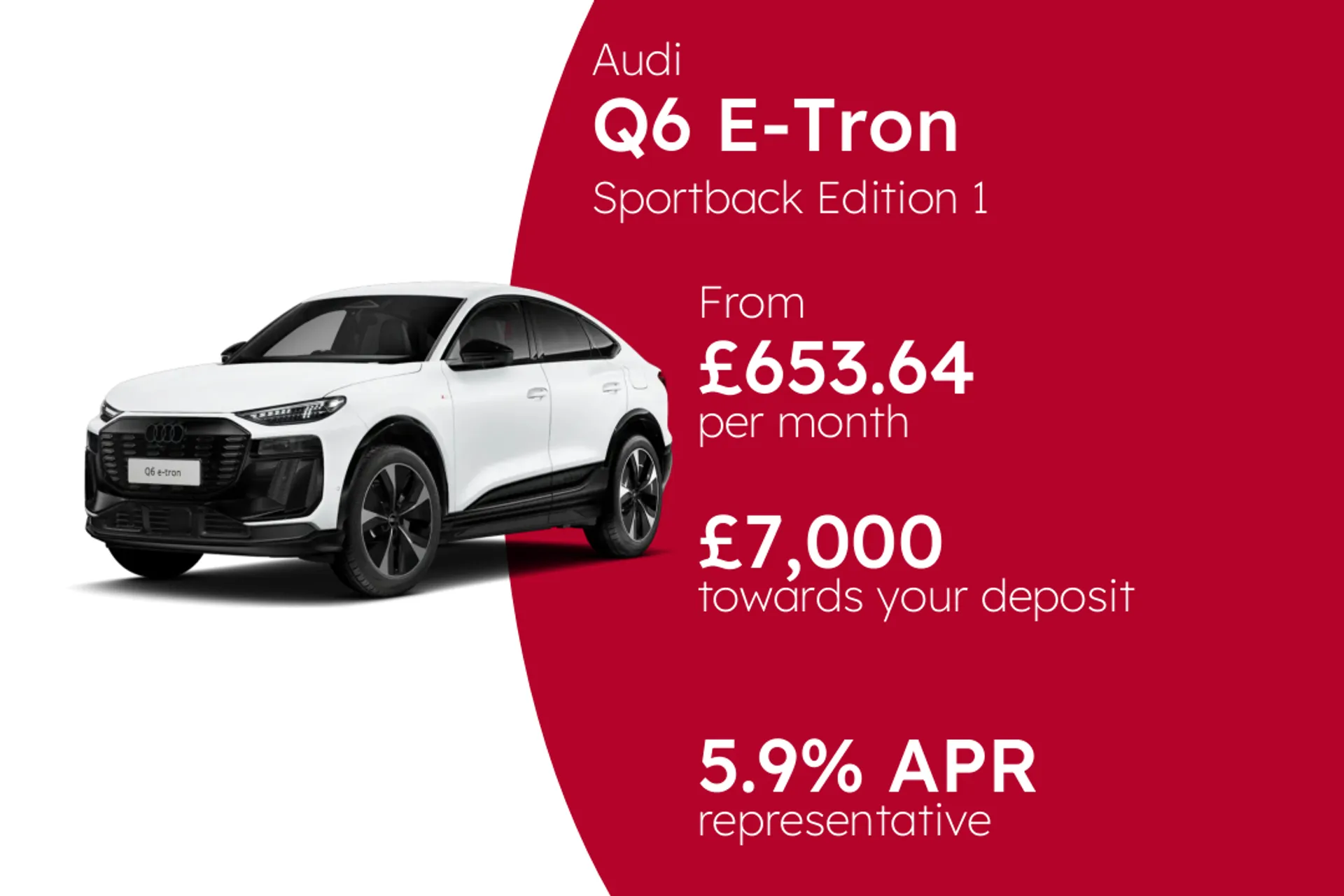 Audi Sportback Edition 1 e-tron Performance PCP Finance Offer From £653.64 Per Month  