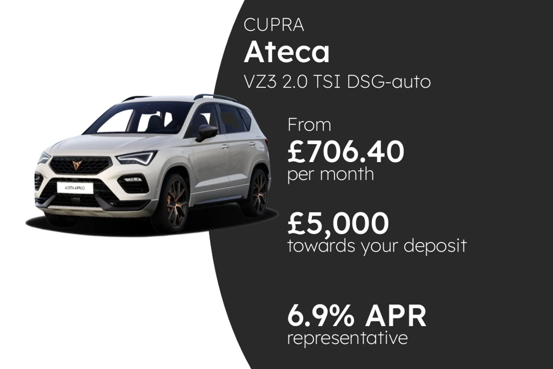 CUPRA VZ3 2.0 TSI DSG-auto 4Drive 300PS 1 PCP Finance Offer From £706.40 Per Month  