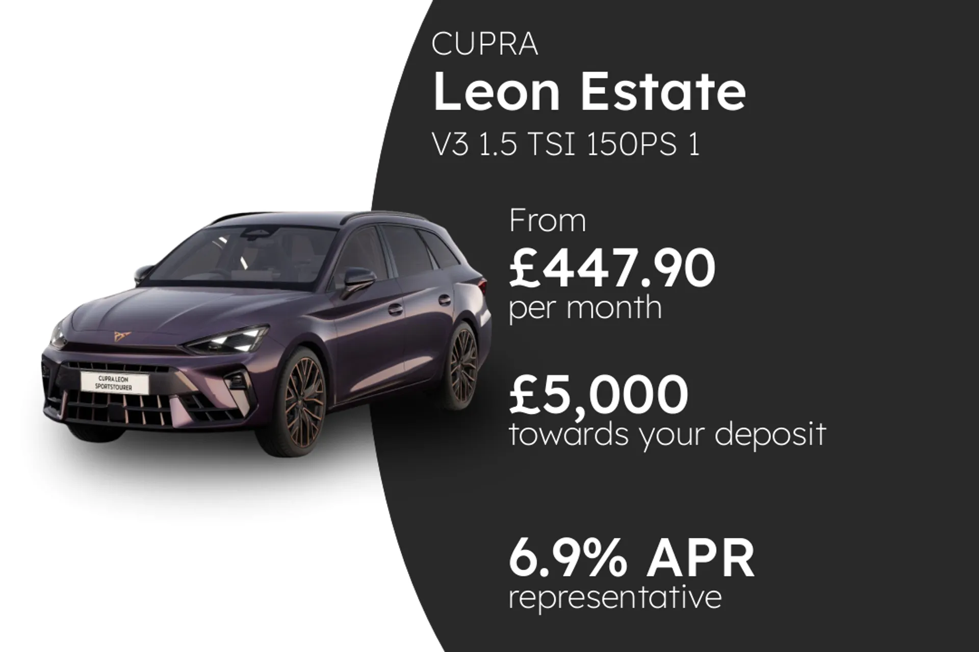 CUPRA V3 1.5 TSI 150PS 1 PCP Finance Offer From £447.90 Per Month  