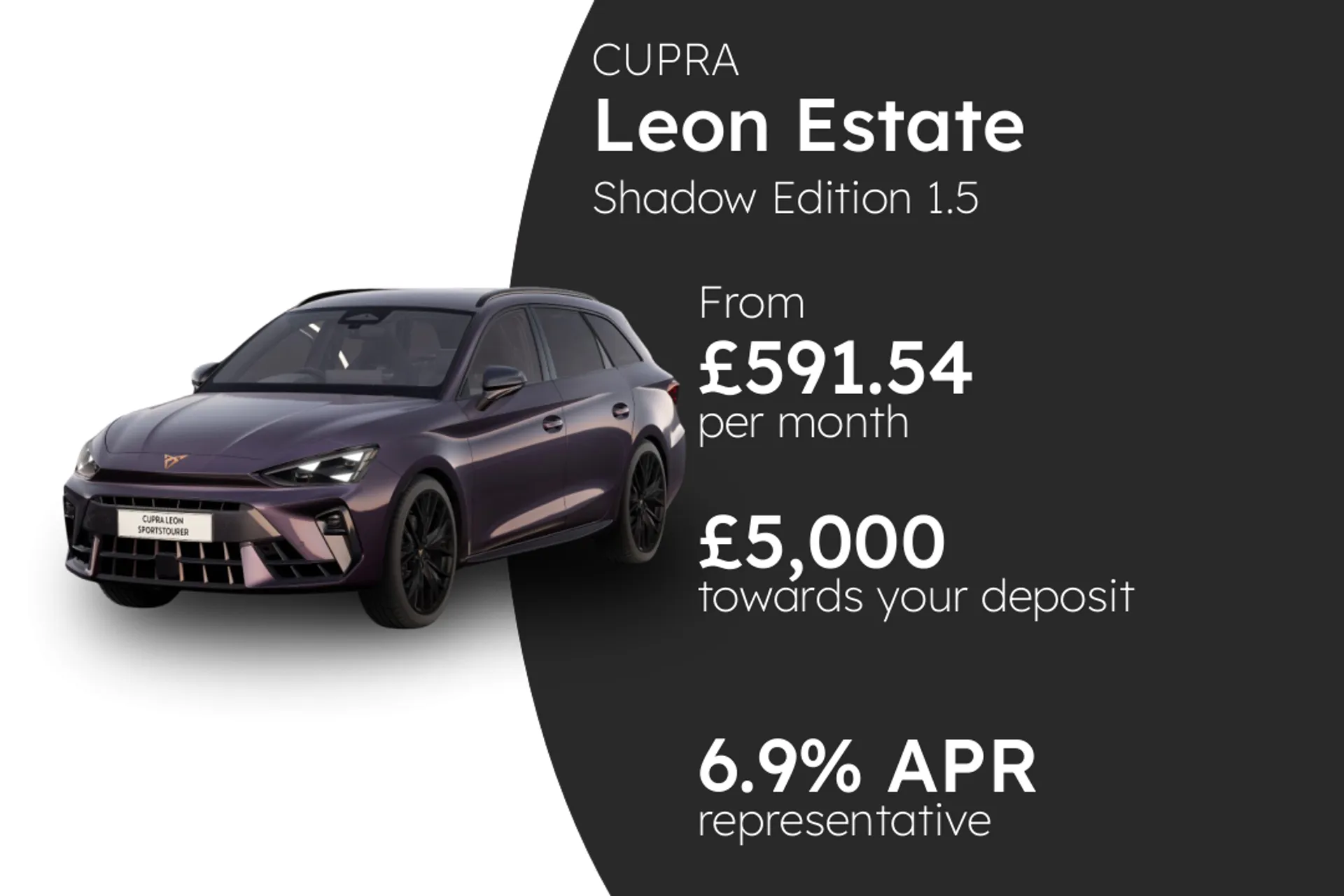 CUPRA Shadow Edition 1.5 e-HYBRID DSG-auto 204PS1 PCP Finance Offer From £591.54 Per Month