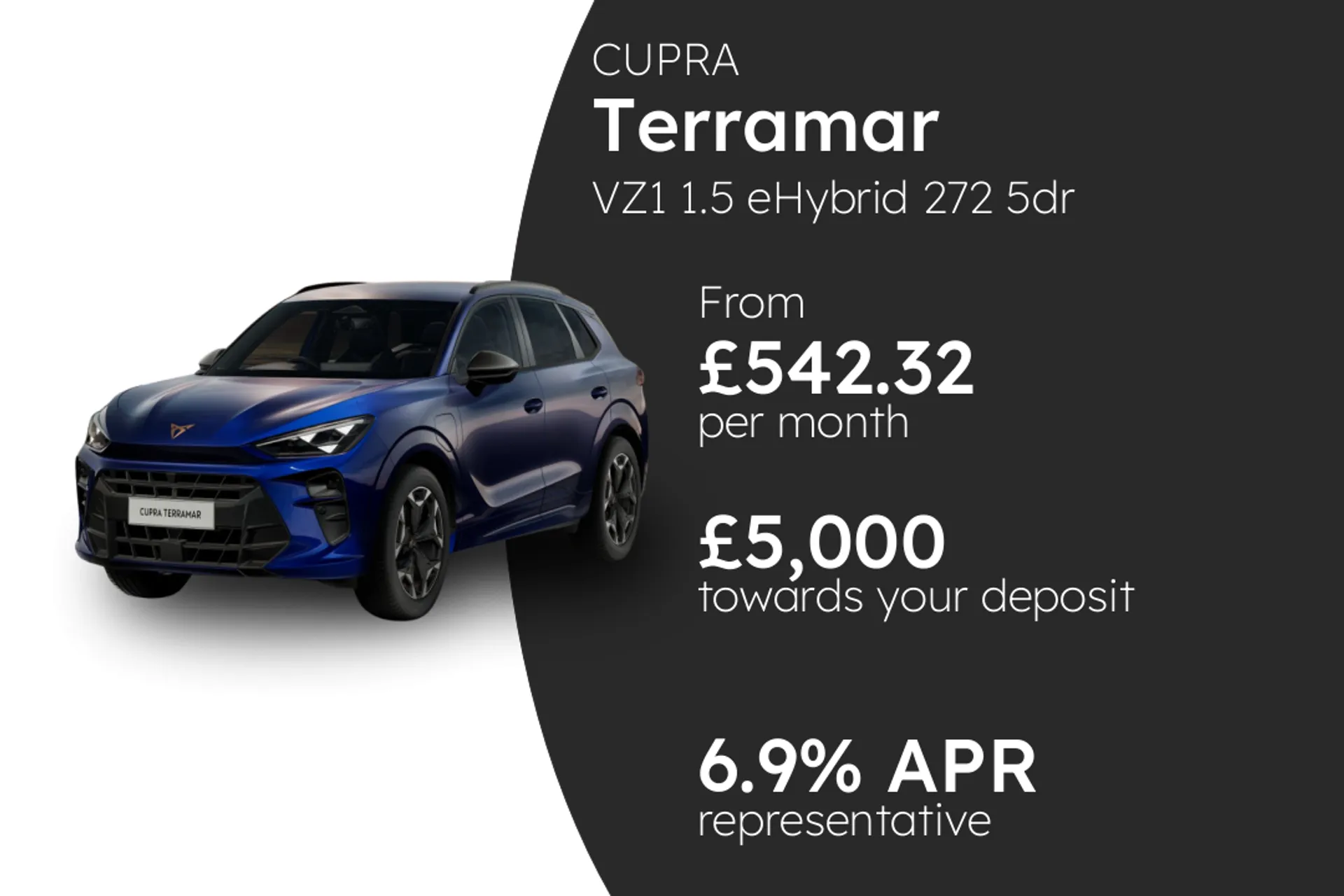 CUPRA VZ1 1.5 eHybrid 272 5dr DSG1 PCP Finance Offer From £542.32 Per Month  