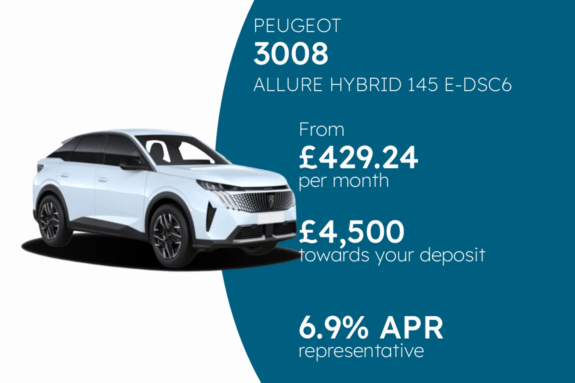 PEUGEOT ALLURE HYBRID 145 E-DSC6 - 3 PCP Finance Offer From £429.24 Per Month 6.90%