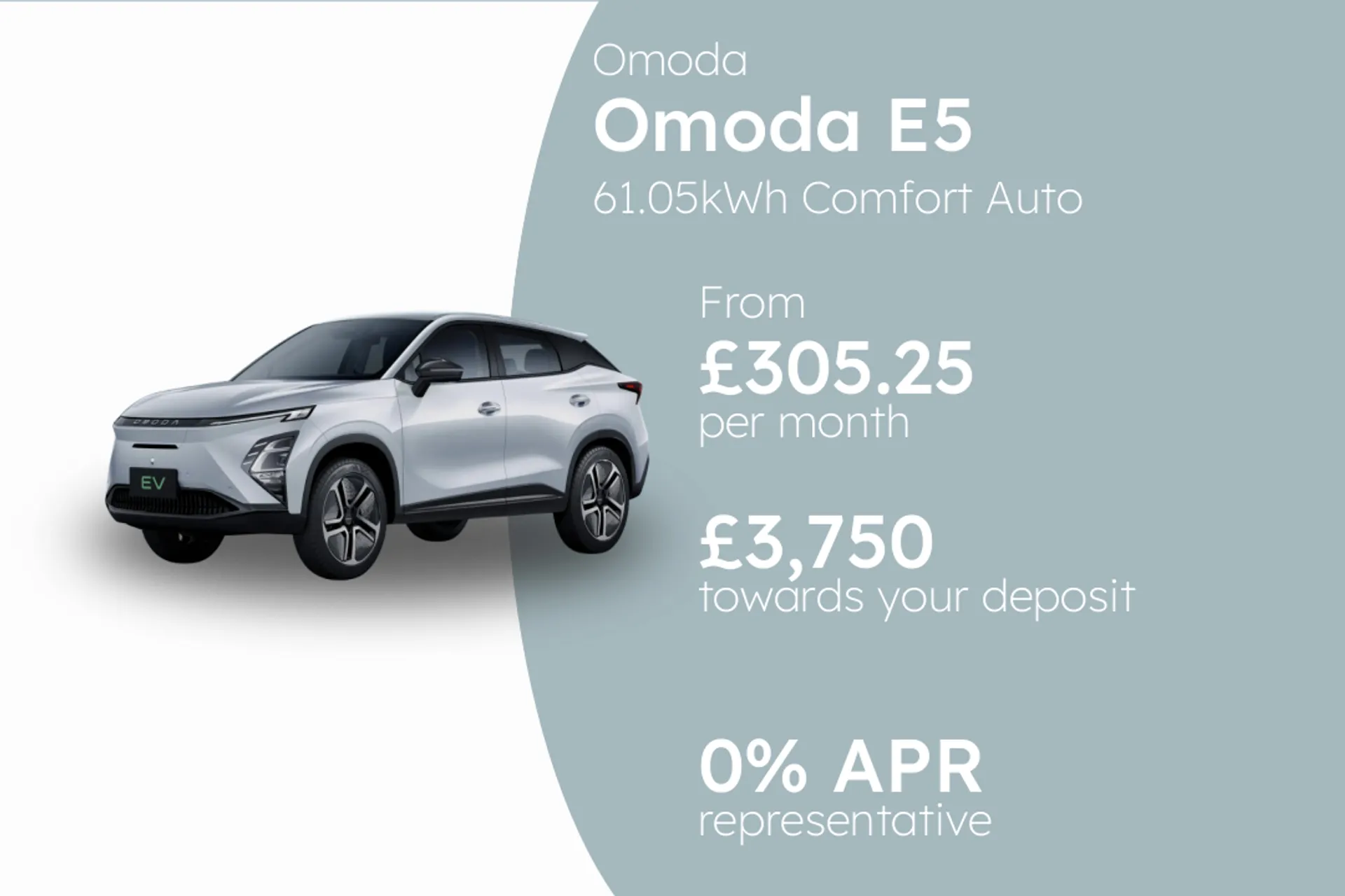 Omoda 61.05kWh Comfort Auto PCP Finance Offer From £305.25 Per Month  