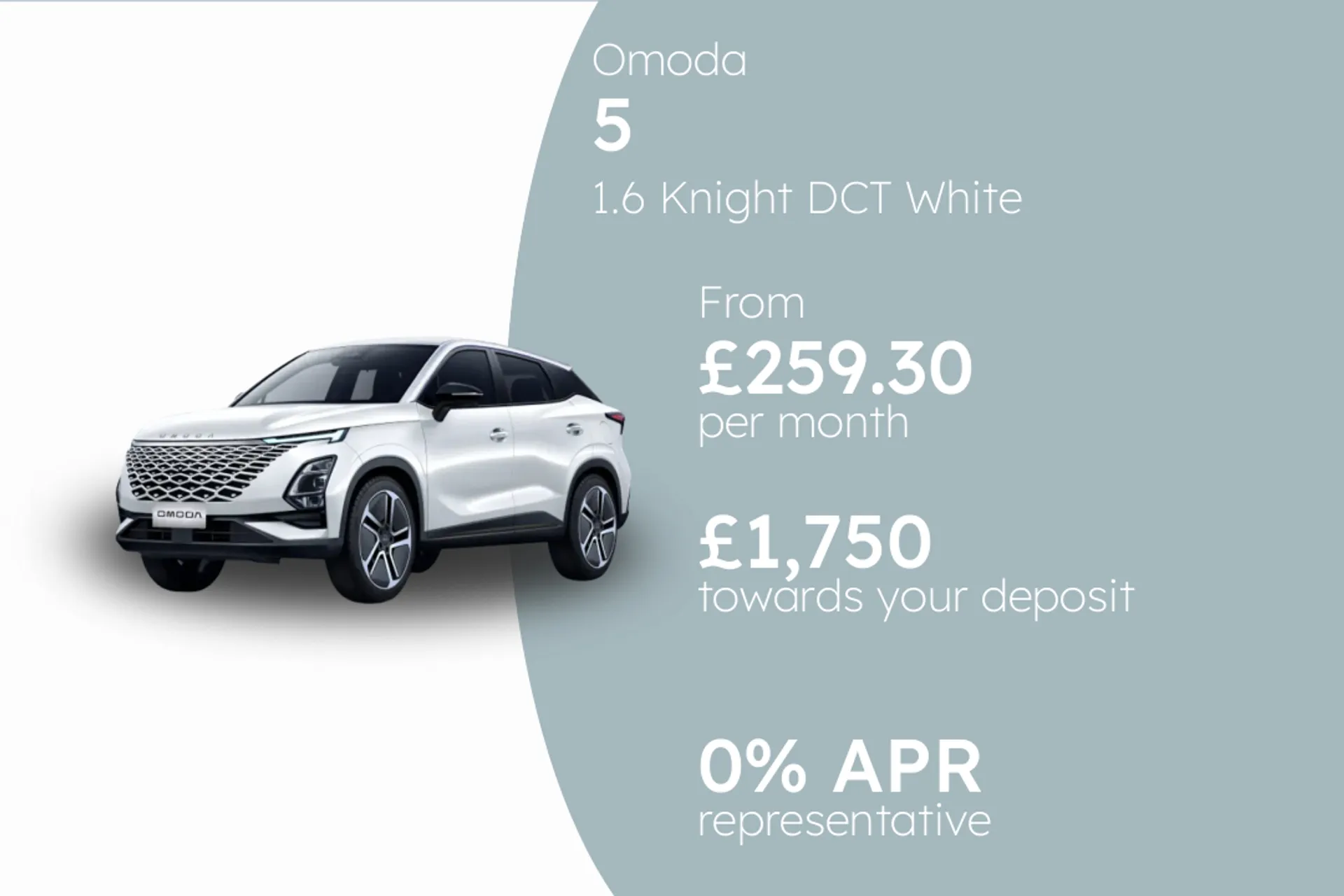 Omoda 1.6 Knight DCT White PCP Finance Offer From £259.30 Per Month