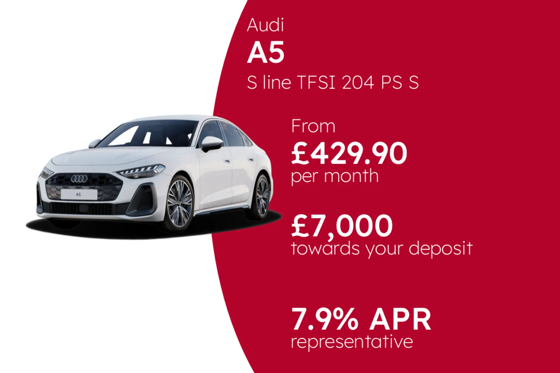 Audi S line TFSI 204 PS S tronic (Metallic Paint) PCP Finance Offer From £429.90 Per Month  