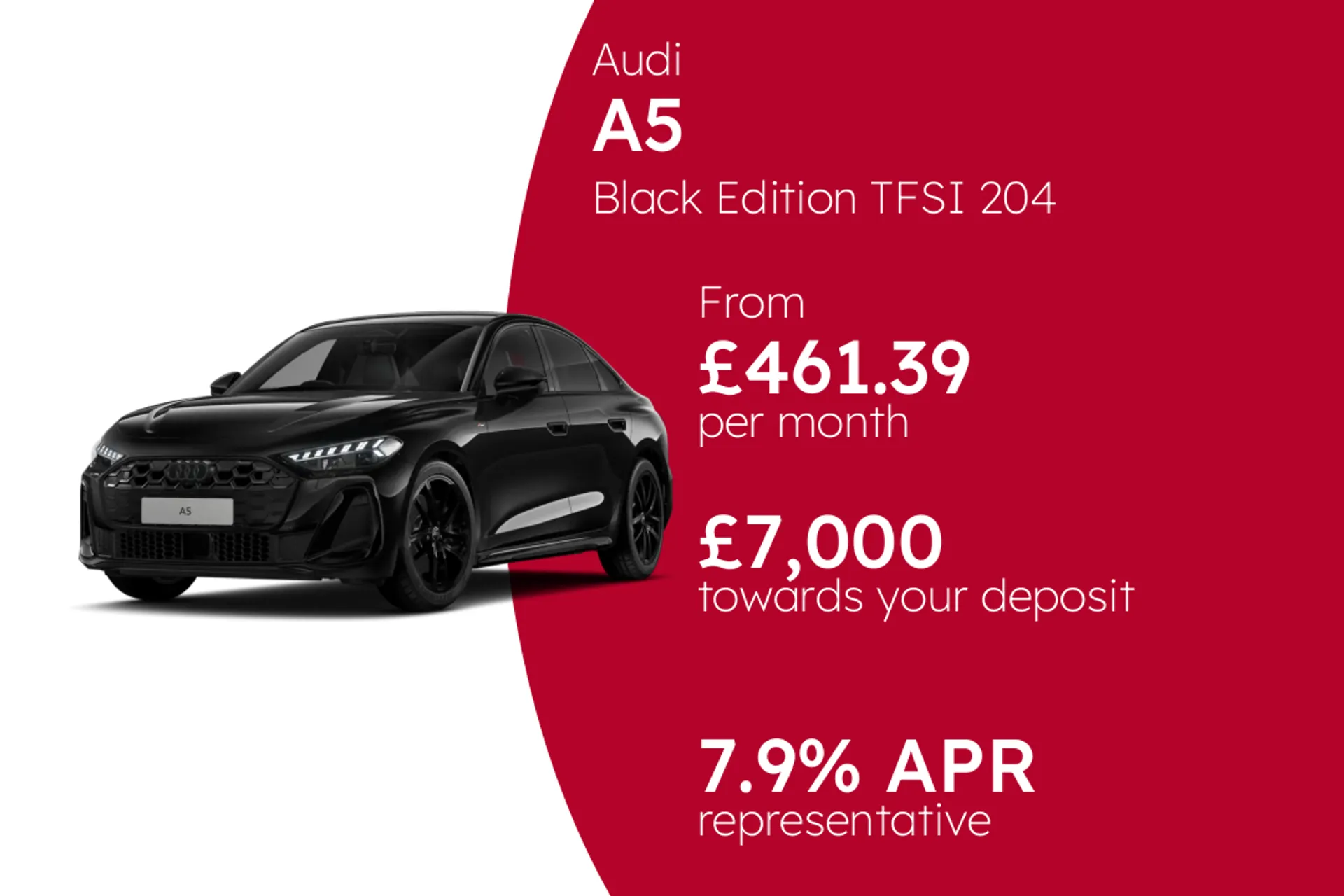 Audi Black Edition TFSI 204 PS S tronic (Metallic Paint) PCP Finance Offer From £461.39 Per Month  