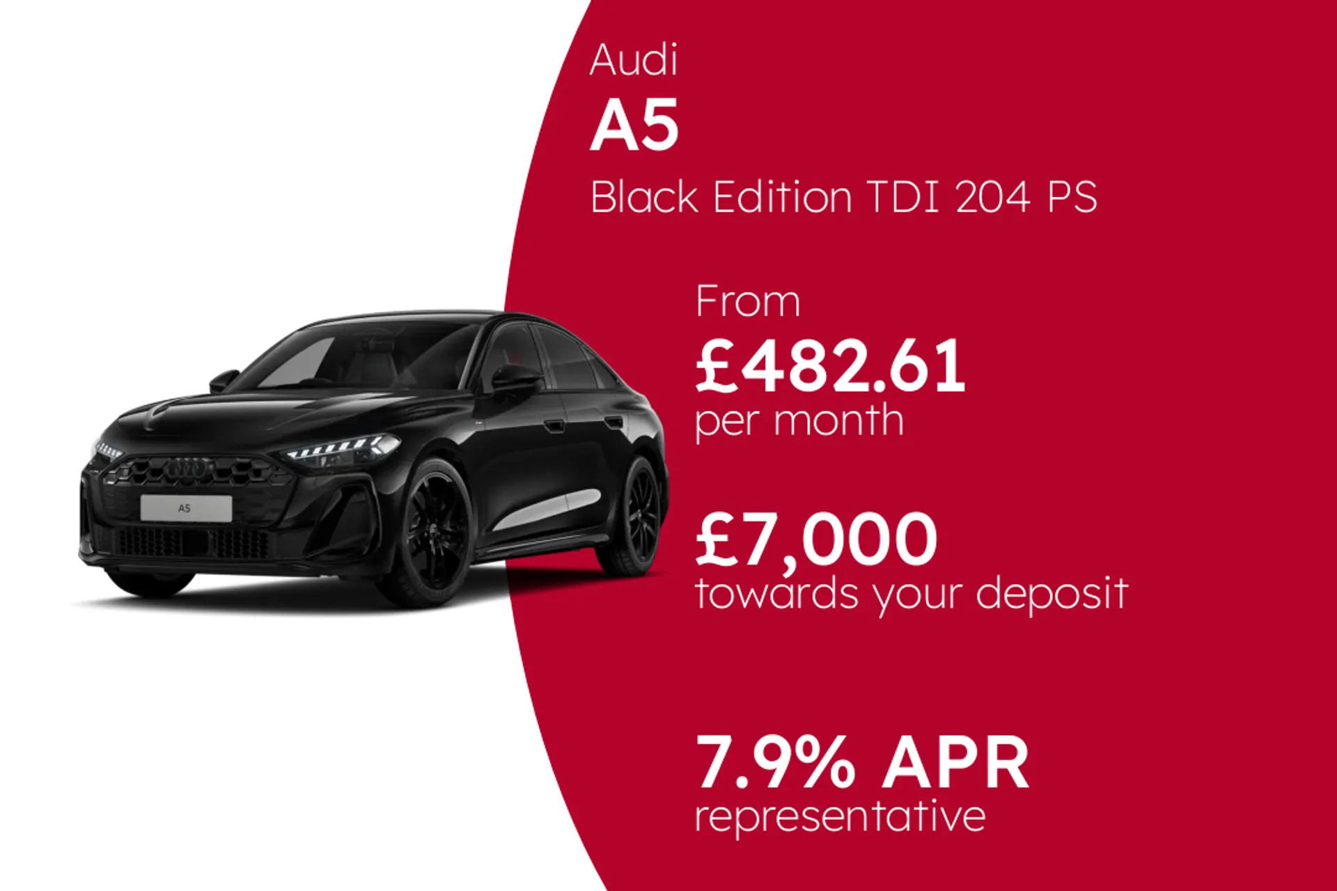 Audi Black Edition TDI 204 PS S tronic (Metallic Paint) PCP Finance Offer From £482.61 Per Month