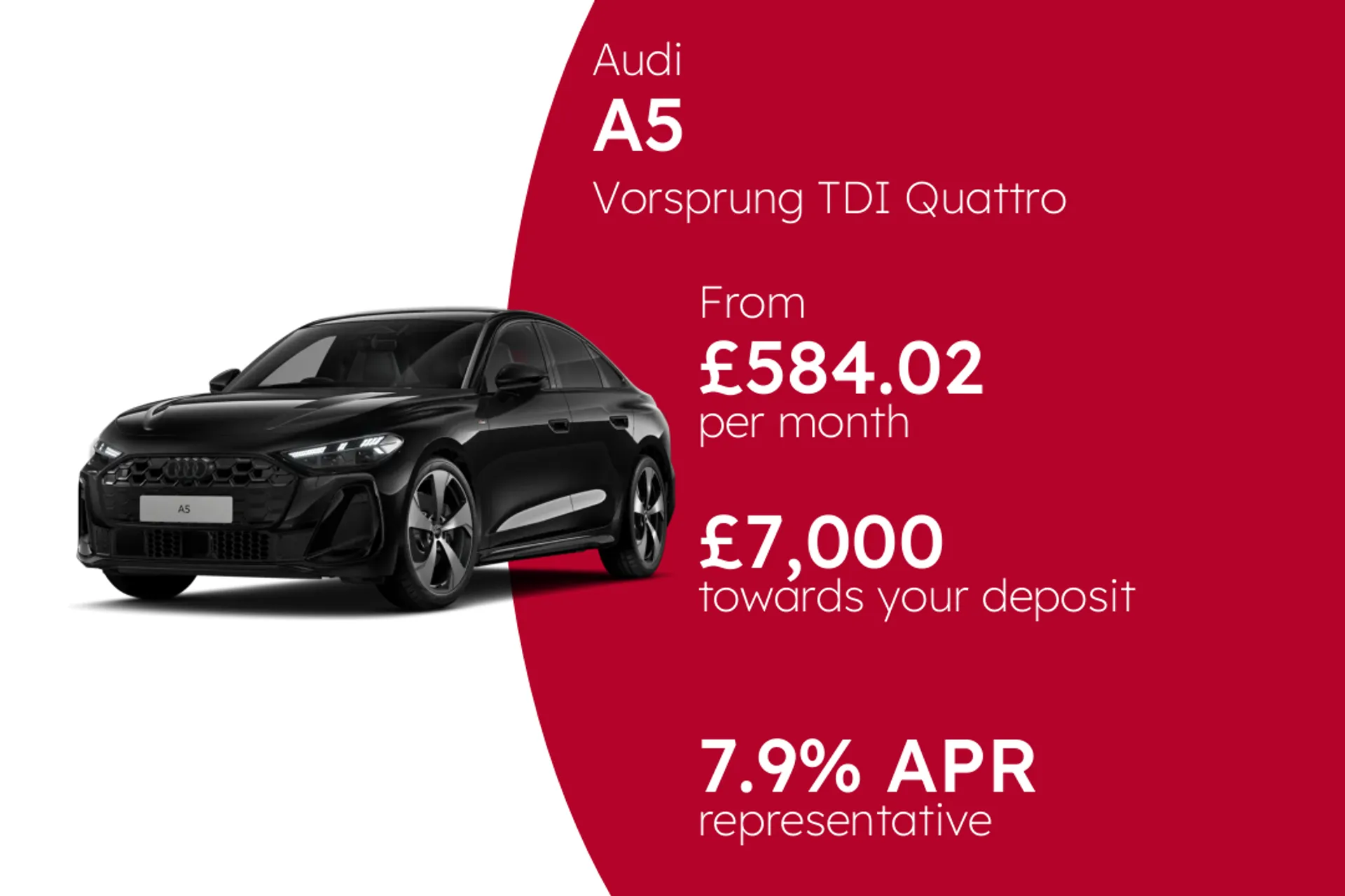 Audi Vorsprung TDI Quattro 204 PS S tronic PCP Finance Offer From £584.02 Per Month  