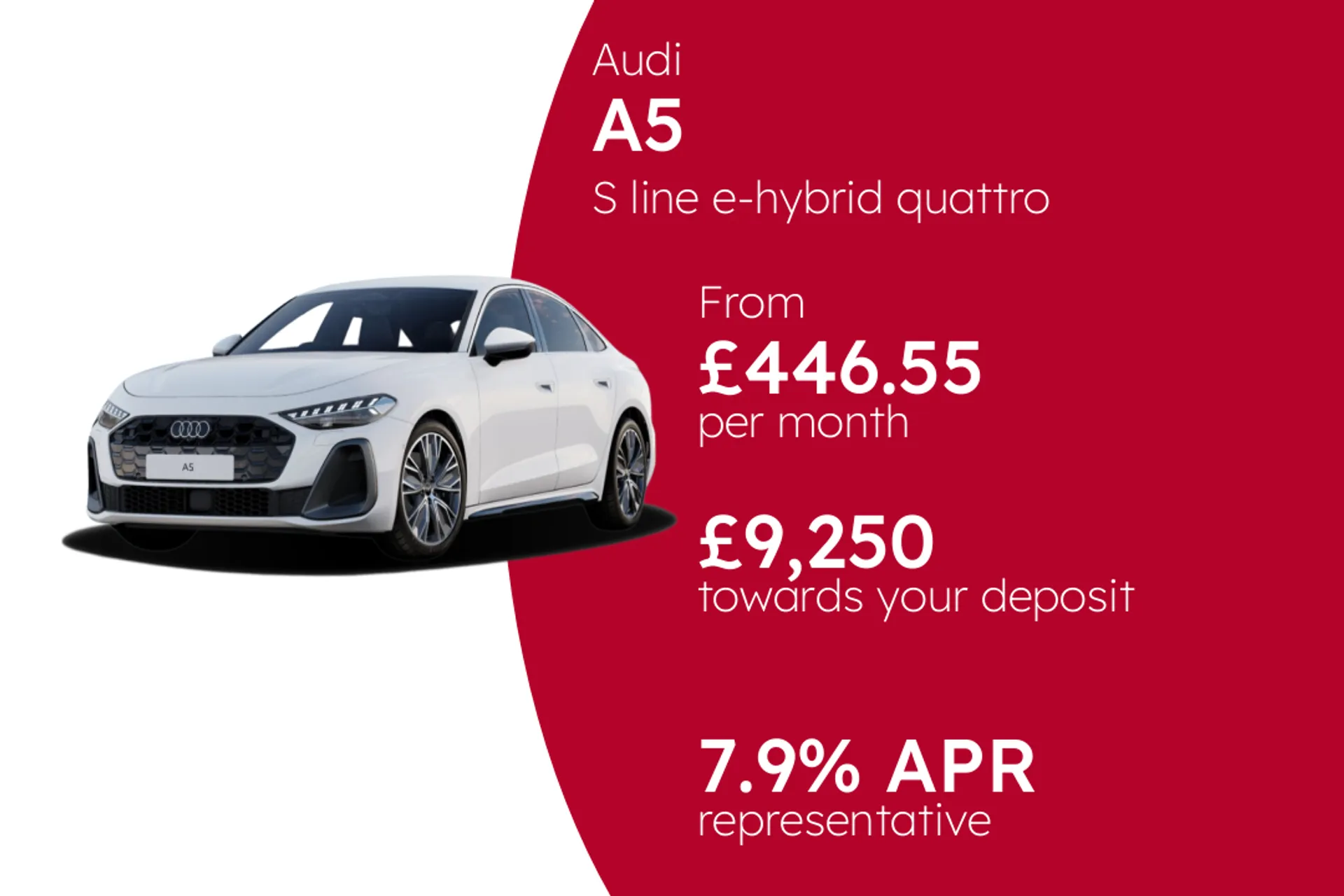 Audi S line e-hybrid quattro 299 PS S tronic PCP Finance Offer From £446.55 Per Month