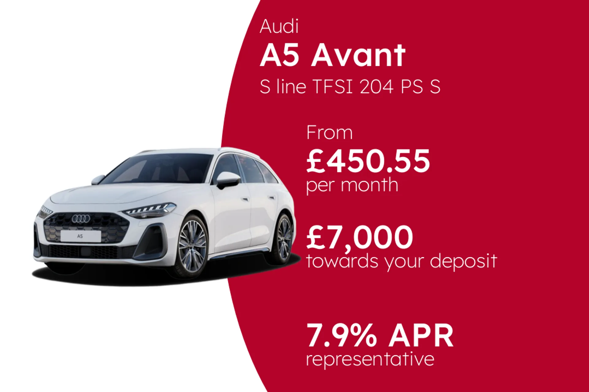 Audi S line TFSI 204 PS S tronic (Metallic Paint) PCP Finance Offer From £450.55 Per Month  
