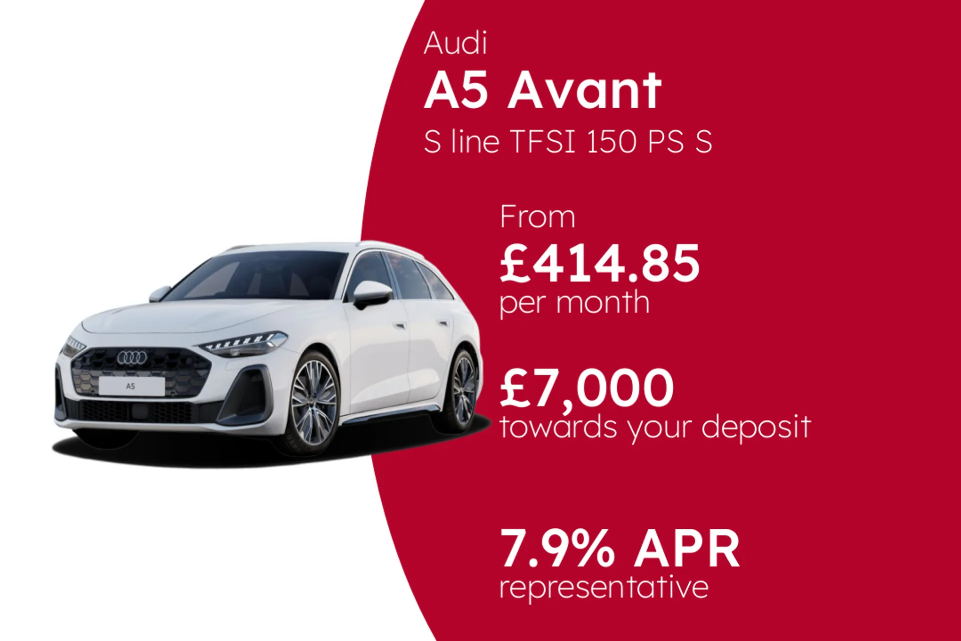 Audi S line TFSI 150 PS S tronic (Metallic Paint) PCP Finance Offer From £414.85 Per Month  