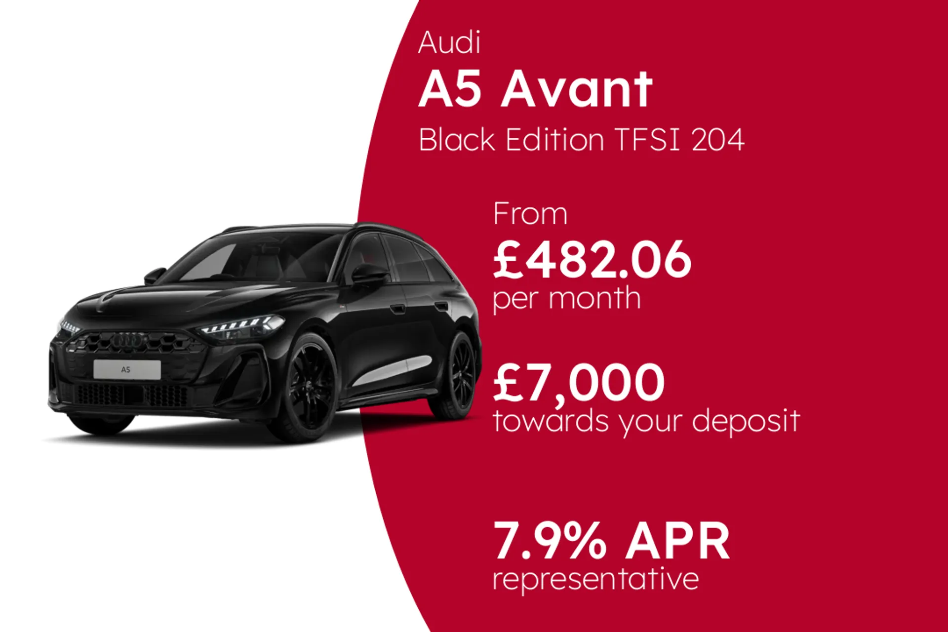 Audi Black Edition TFSI 204 PS S tronic (Metallic Paint) PCP Finance Offer From £482.06 Per Month  