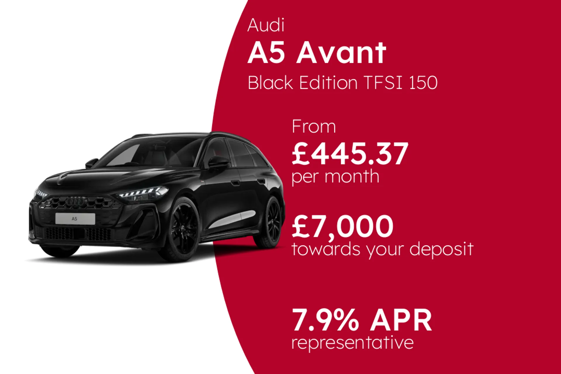 Audi Black Edition TFSI 150 PS S tronic (Metallic Paint)  PCP Finance Offer From £445.37 Per Month  