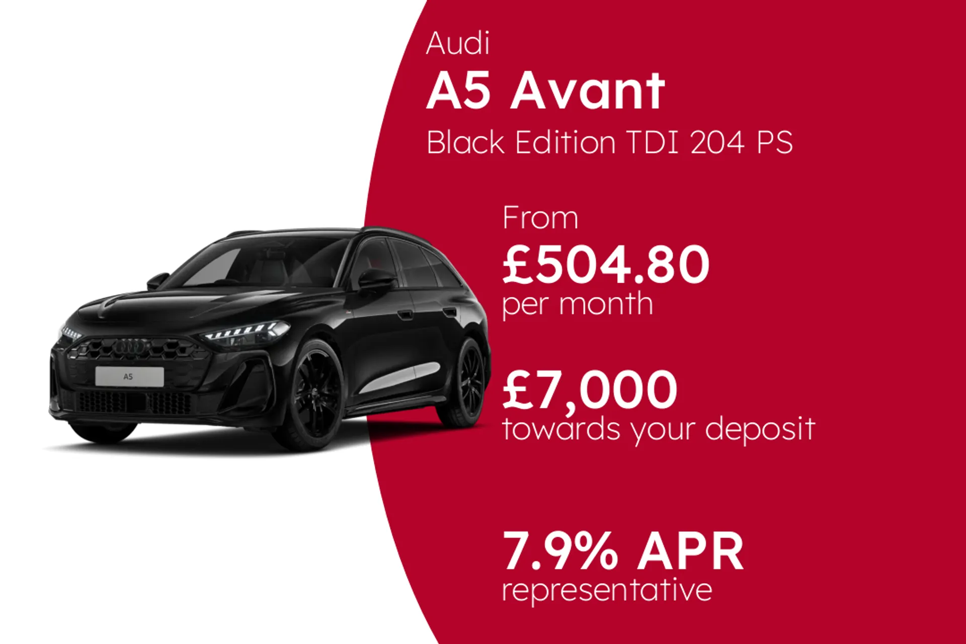Audi Black Edition TDI 204 PS S tronic (Metallic Paint) PCP Finance Offer From £504.80 Per Month  