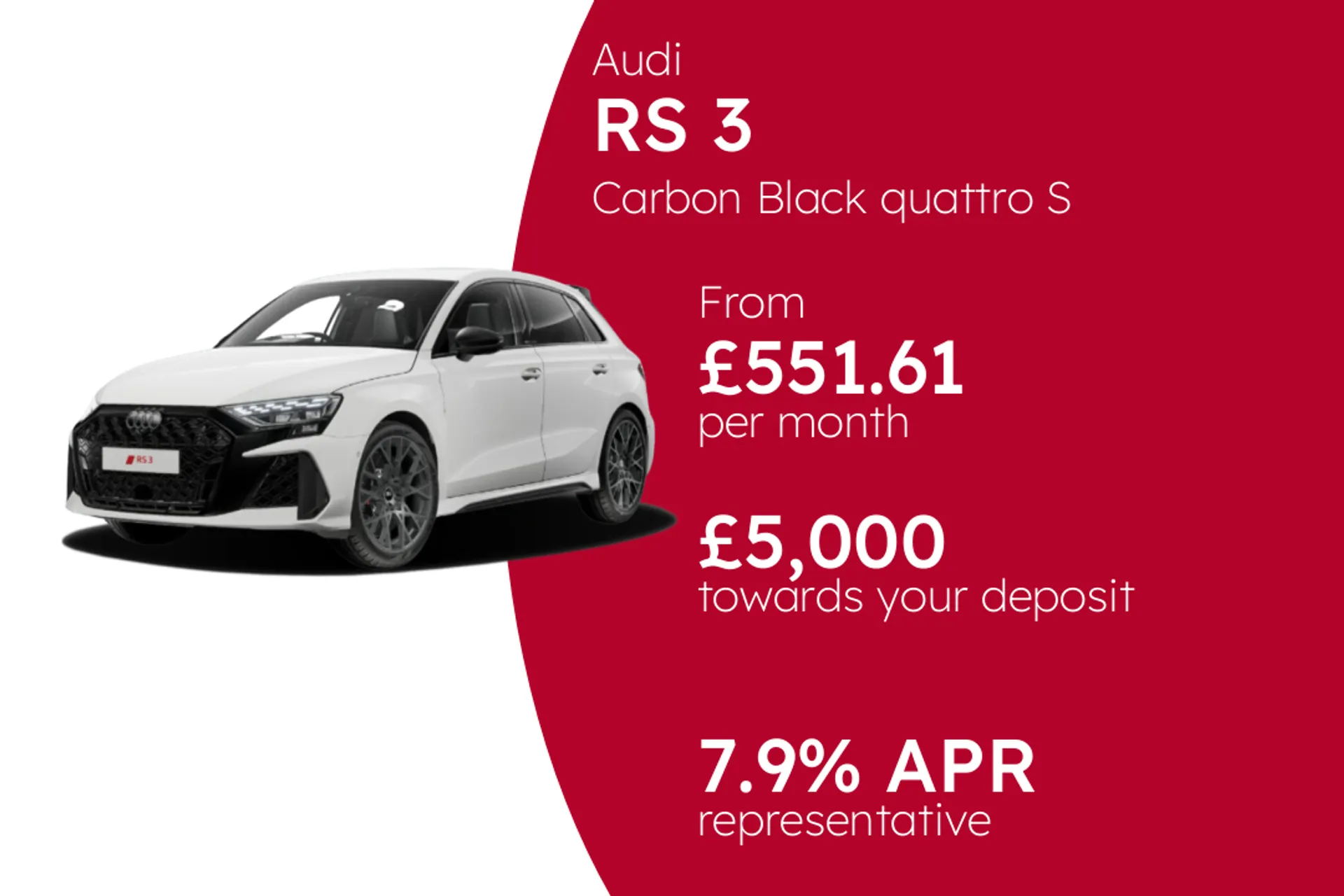 Audi Carbon Black quattro S tronic  PCP Finance Offer From £551.61 Per Month  