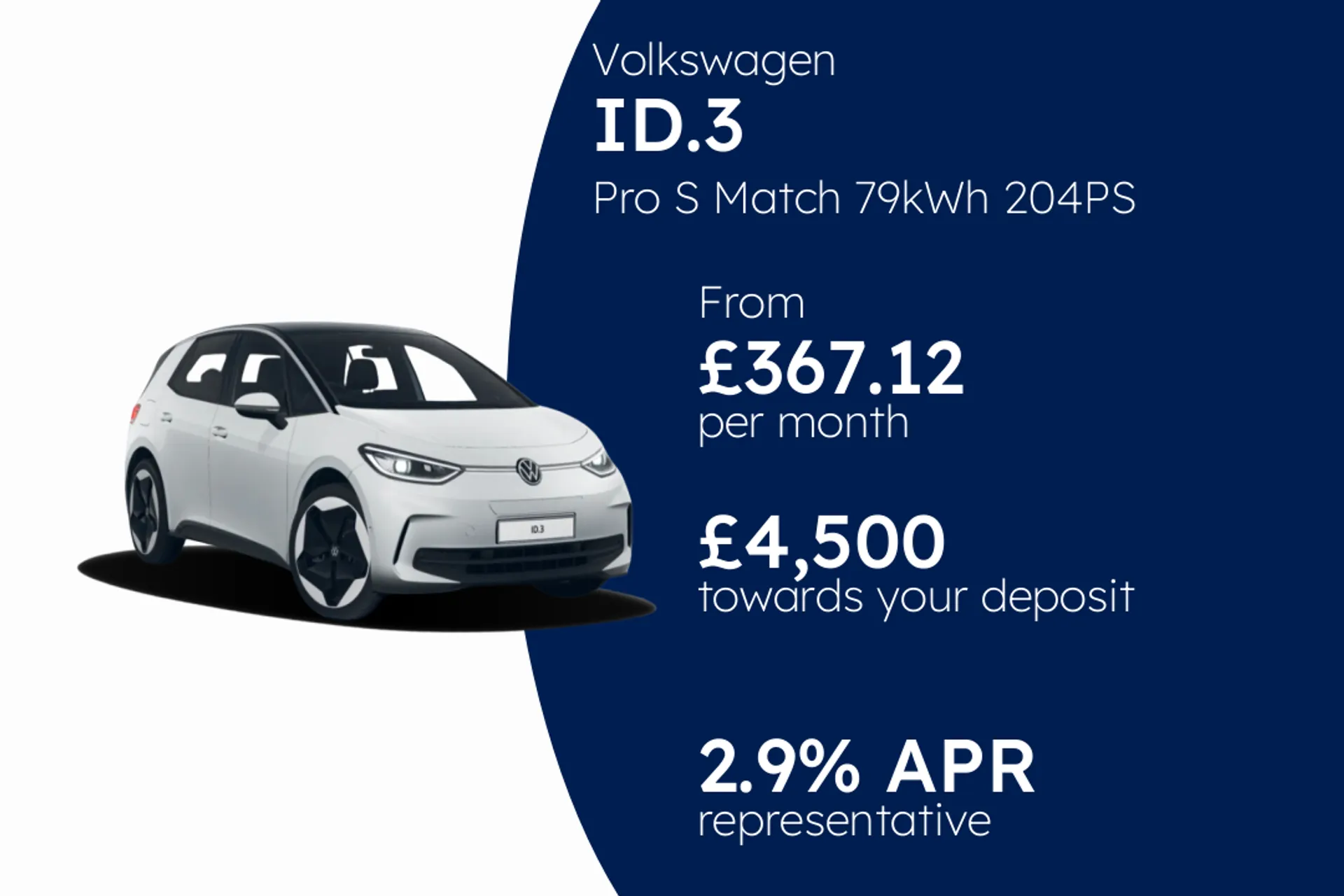 Volkswagen Pro S Match 79kWh 204PS 1-speed automatic 5 Door PCP Finance Offer From £367.12 Per Month  