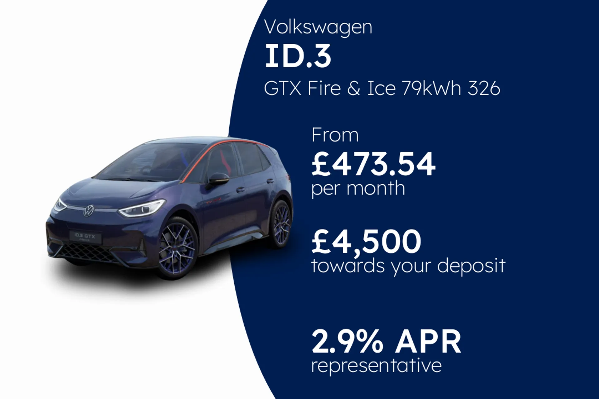 Volkswagen GTX Fire & Ice 79kWh 326 PS 1-Speed Automatic 5 Door PCP Finance Offer From £473.54 Per Month  